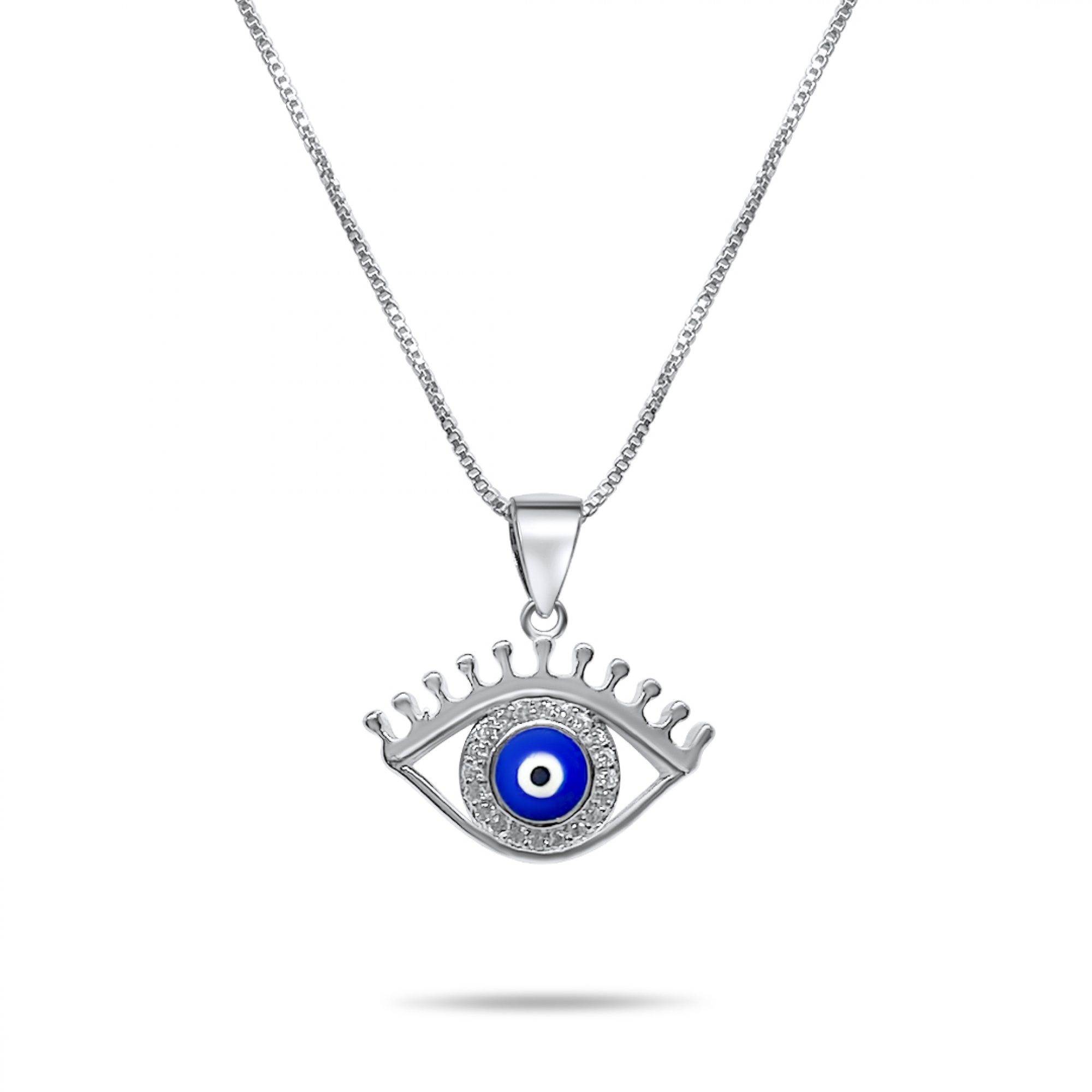 Eye pendant necklace with zircon stones