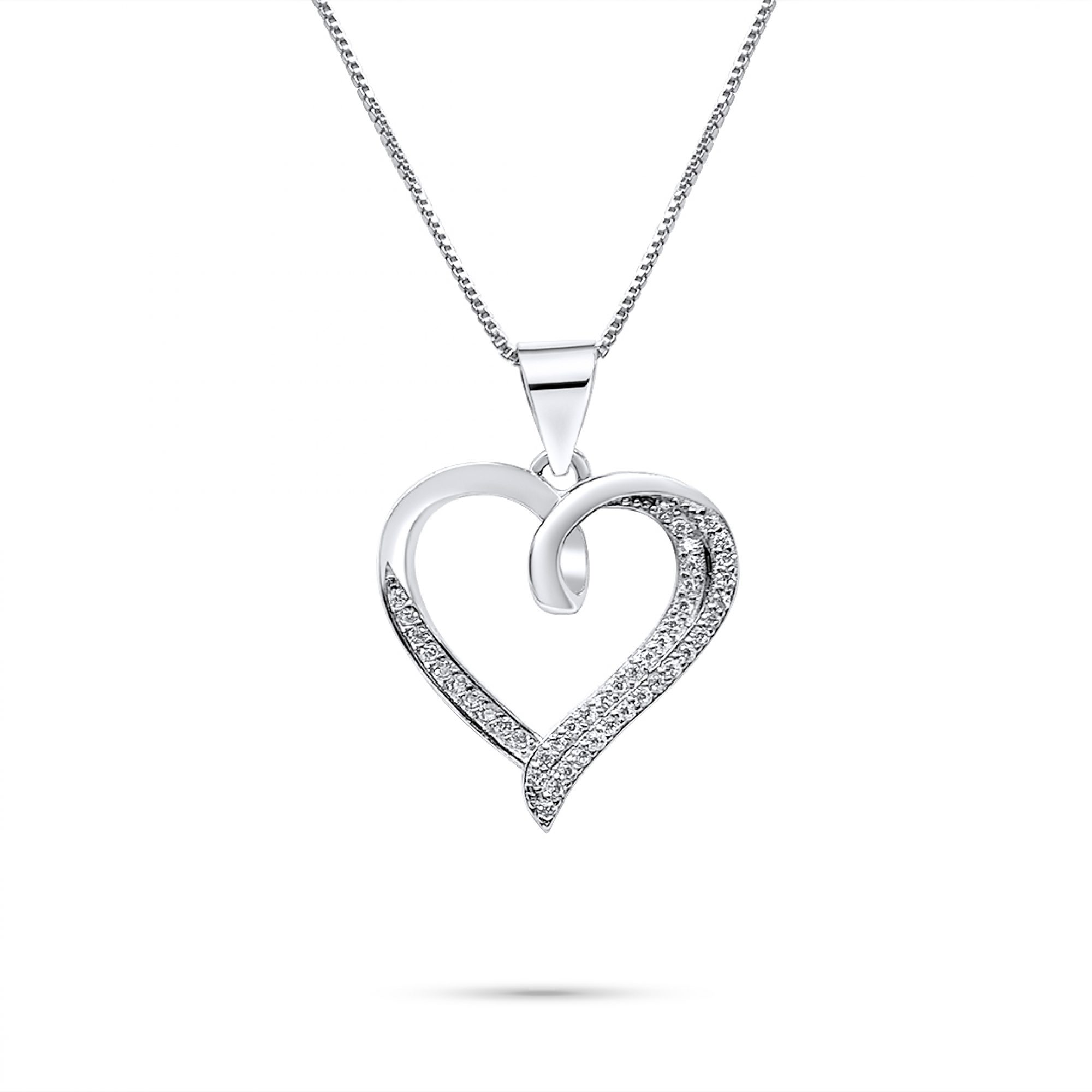 Heart necklace with zircon stones