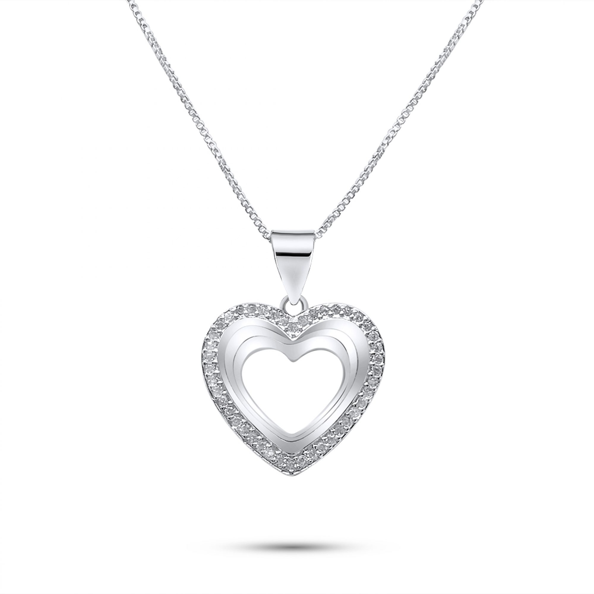 Heart necklace with zircon stones