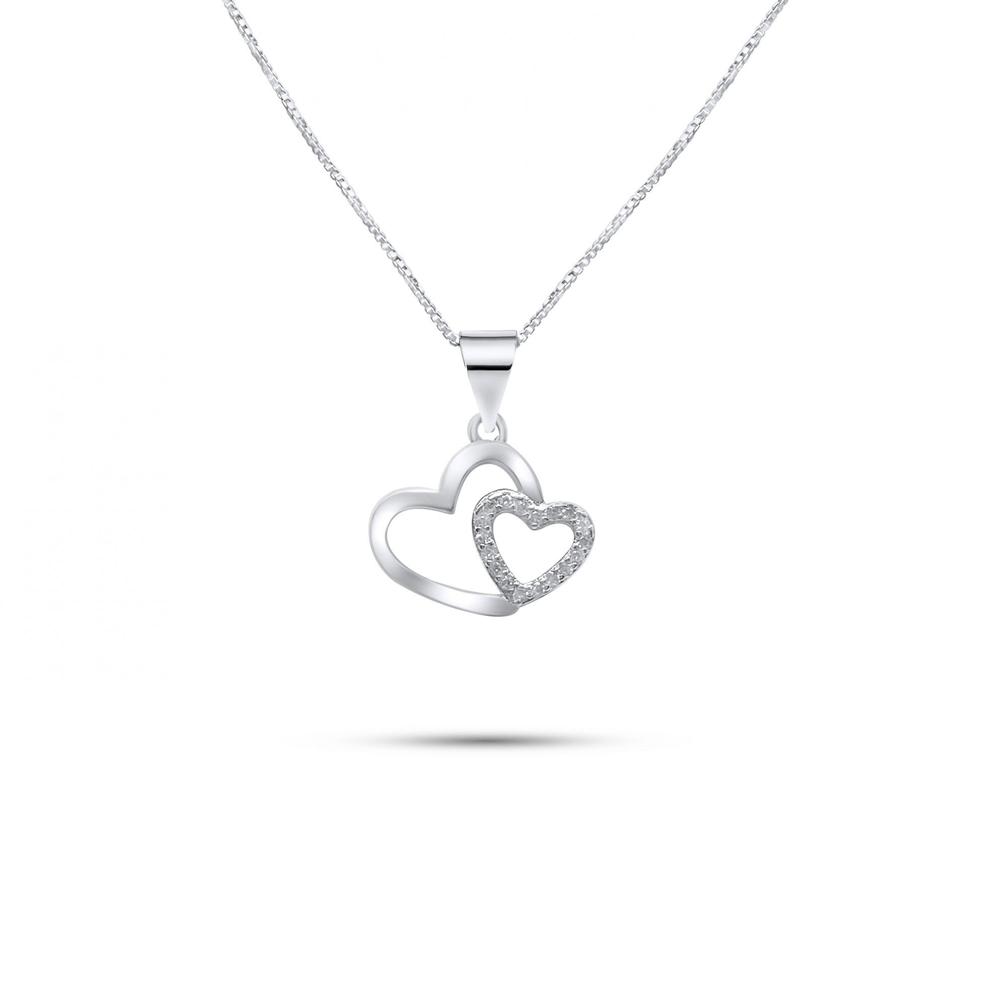 Heart necklace with zircon stones