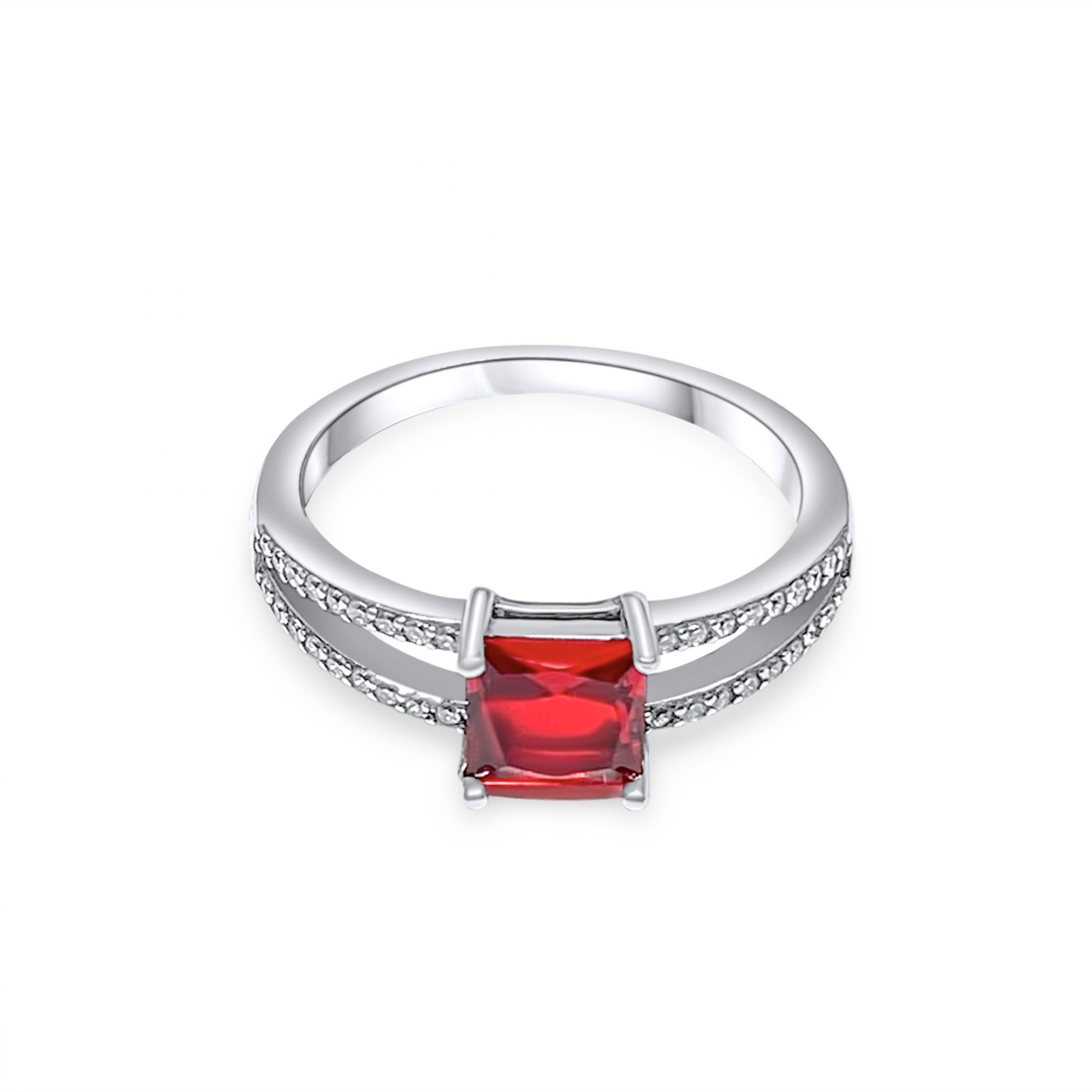 Ring with ruby and zircon stones