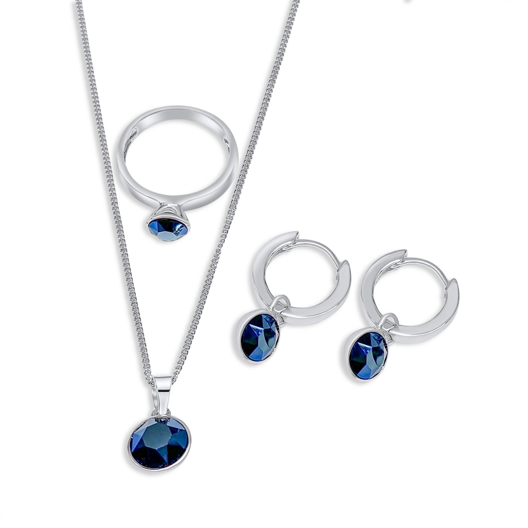 Set with sapphire and zircon stones