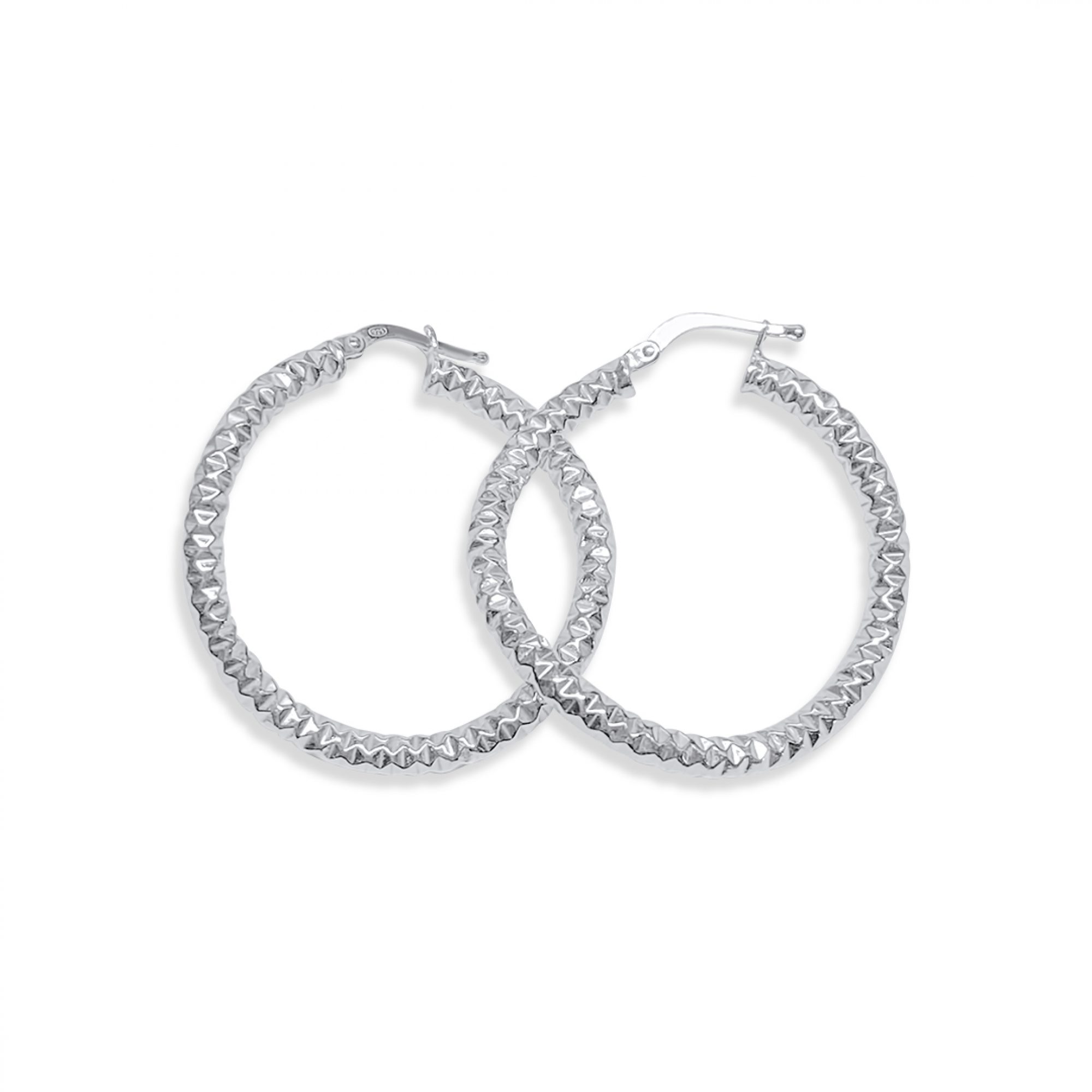 Silver wavy hoops (31mm)