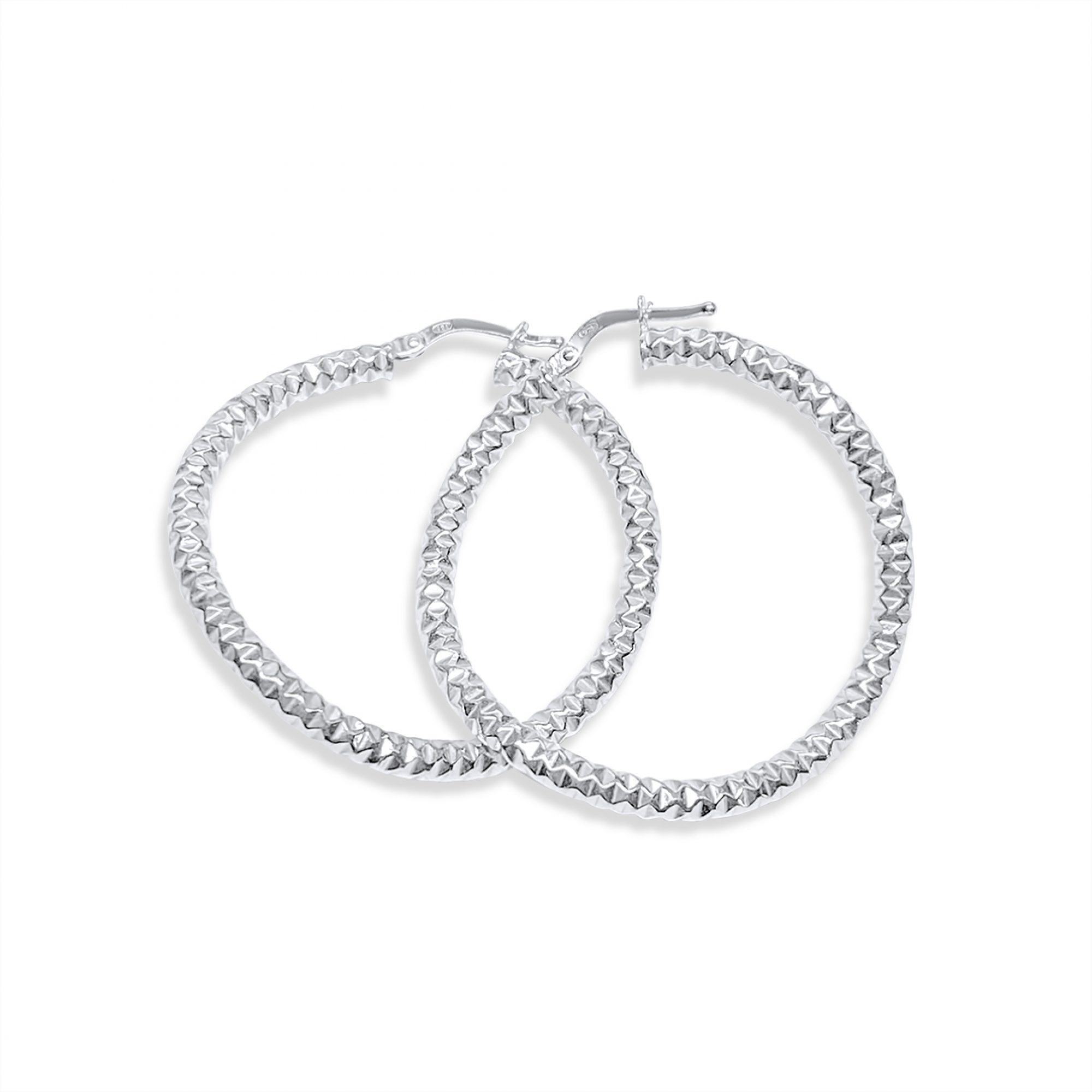 Silver wavy hoops (36mm)