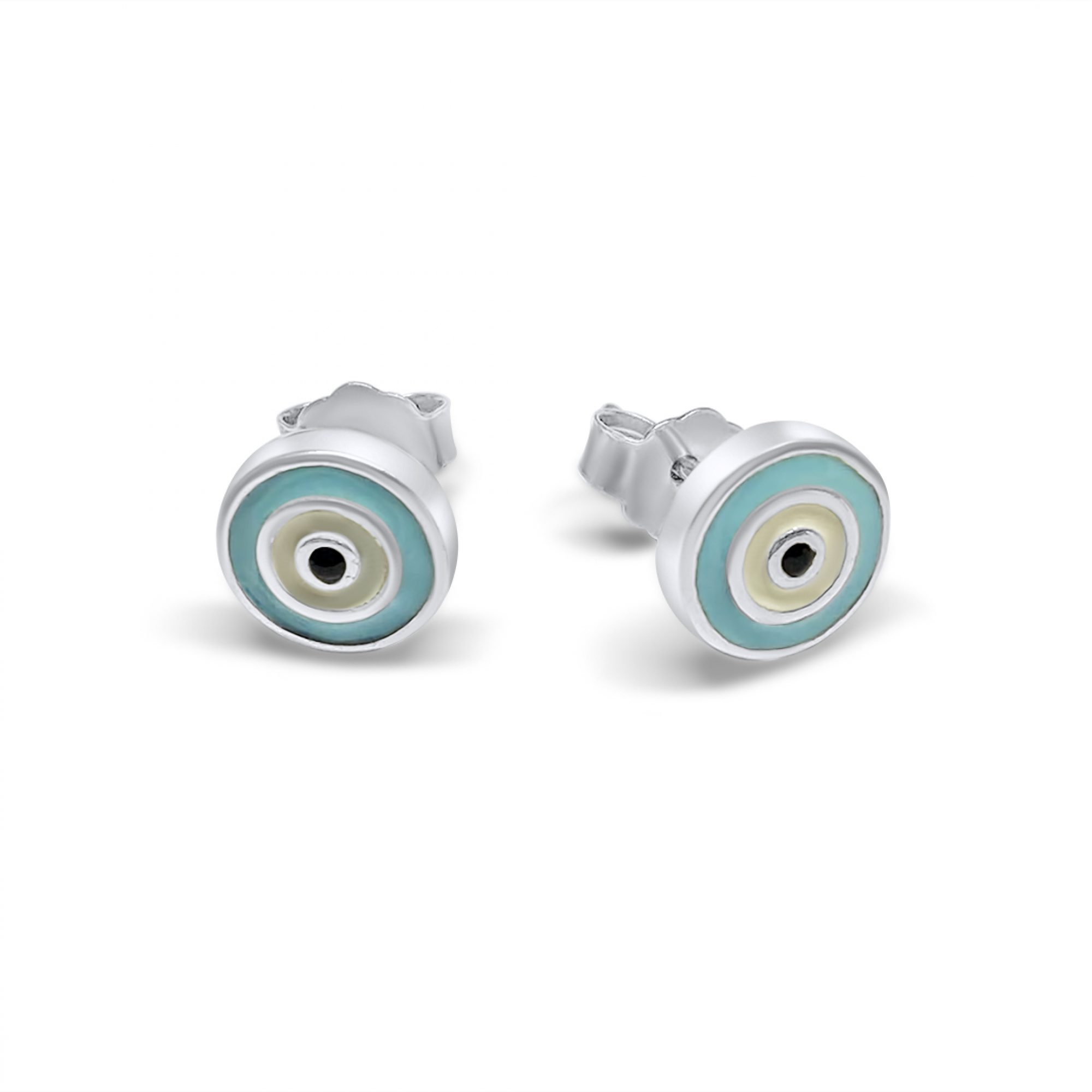 Eye stud earrings with enamel