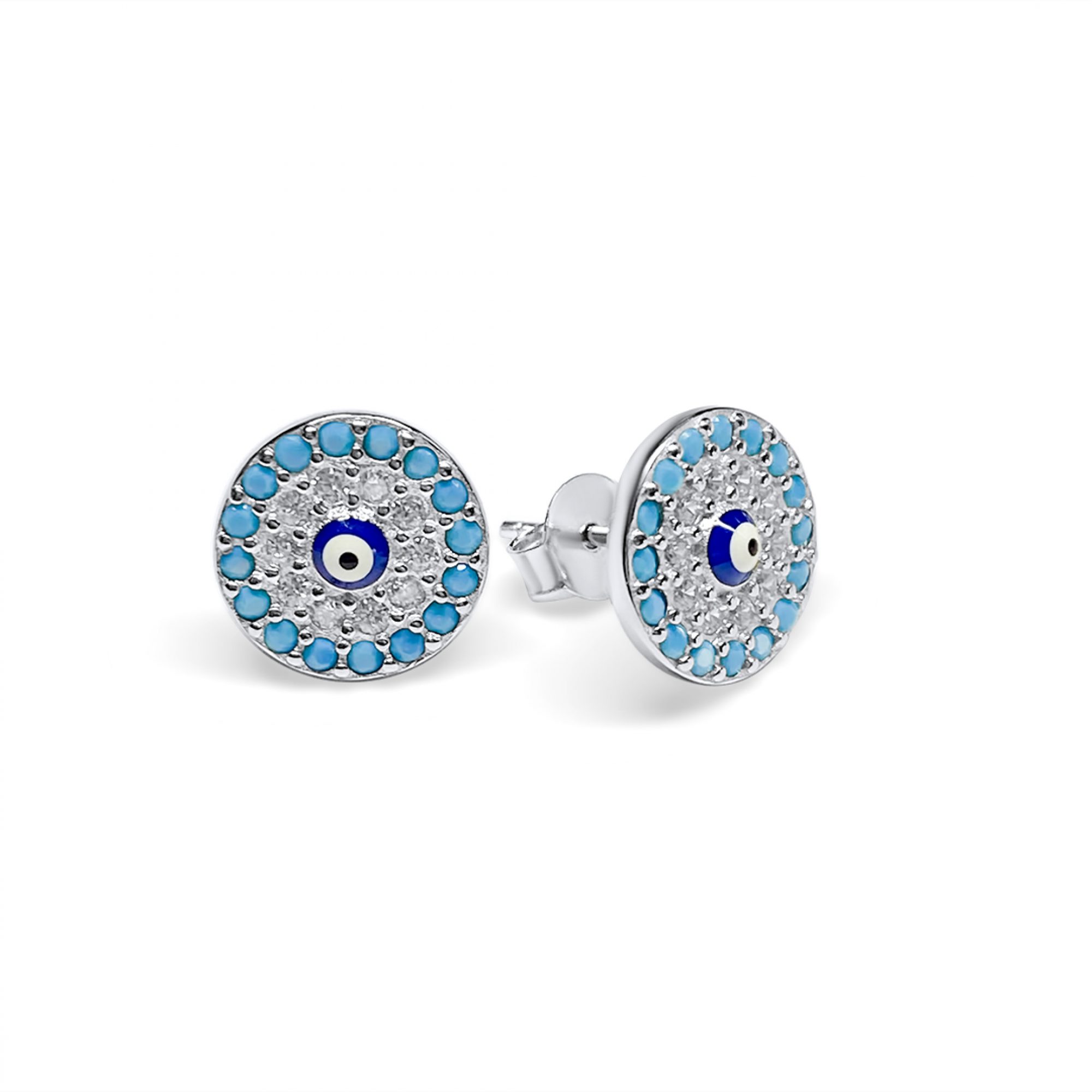 Eye stud earrings with zircon stones