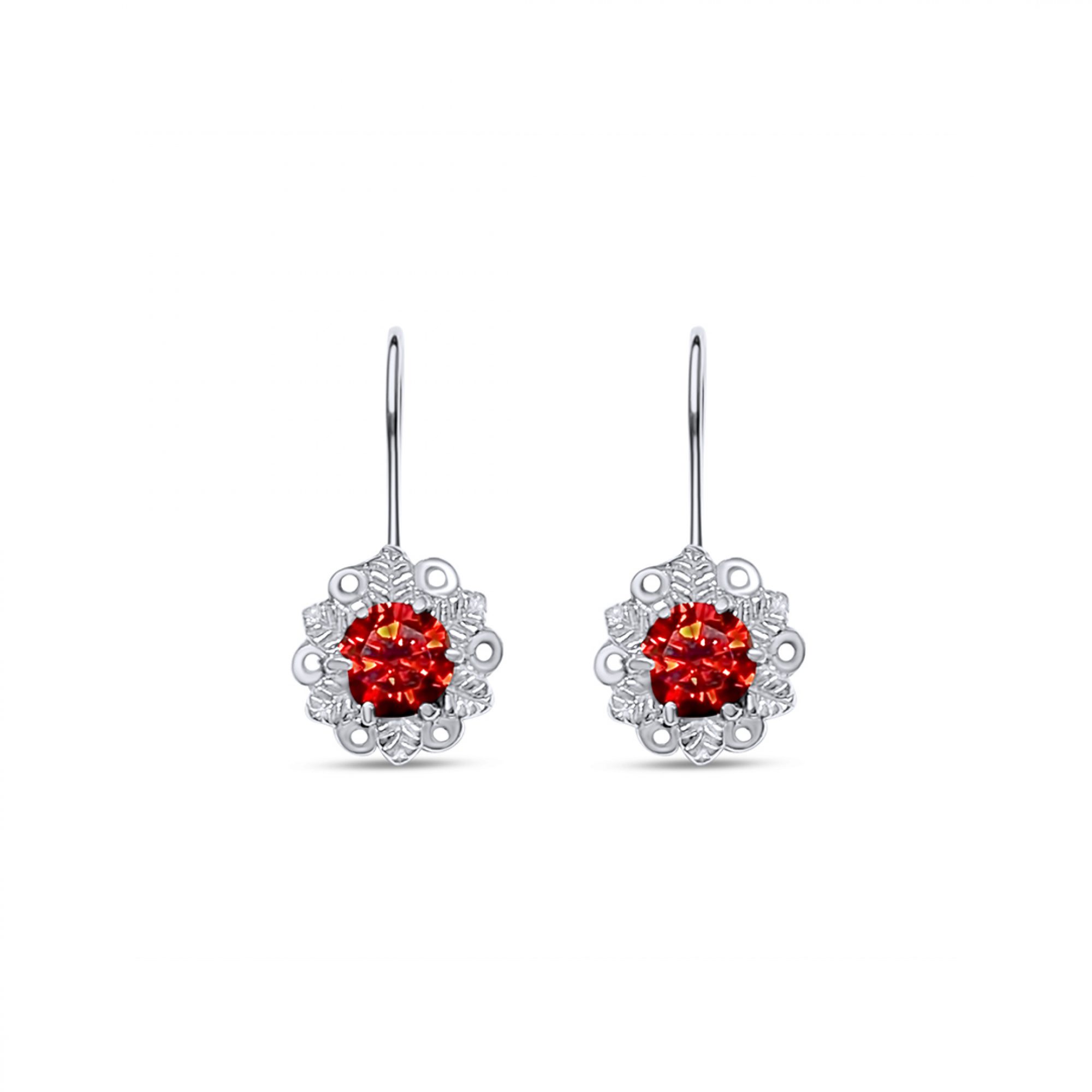 Oxidised earrings with garnet stones