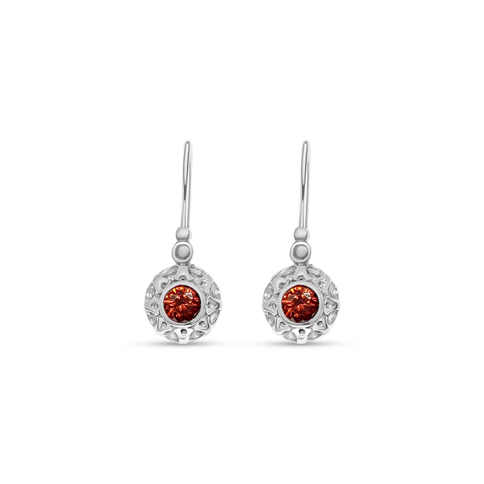 Oxidised earrings with garnet stones