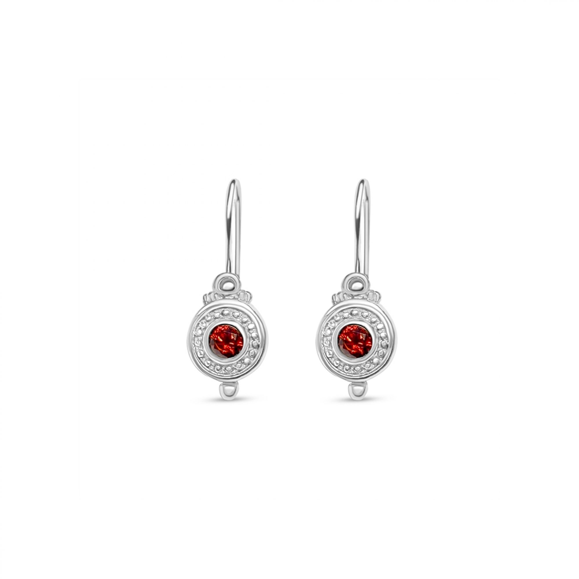 Oxidised earrings with garnet stones