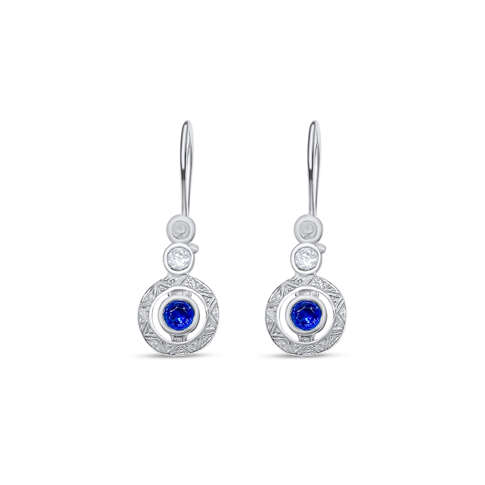 Oxidised earrings with sapphire and zircon stones