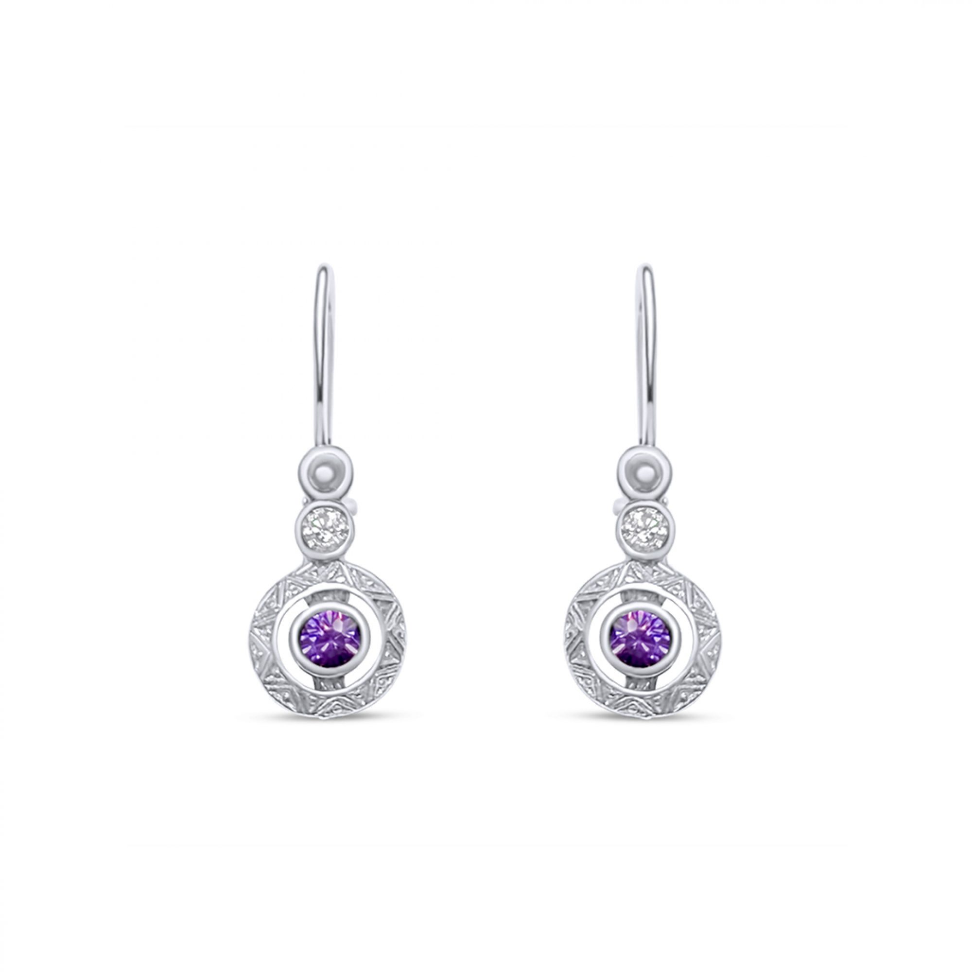 Oxidised earrings with amethyst and zircon stones