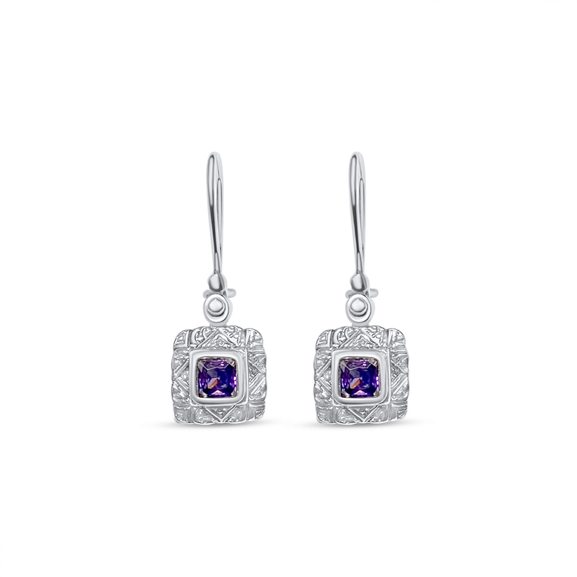 Oxidised earrings with amethyst stones