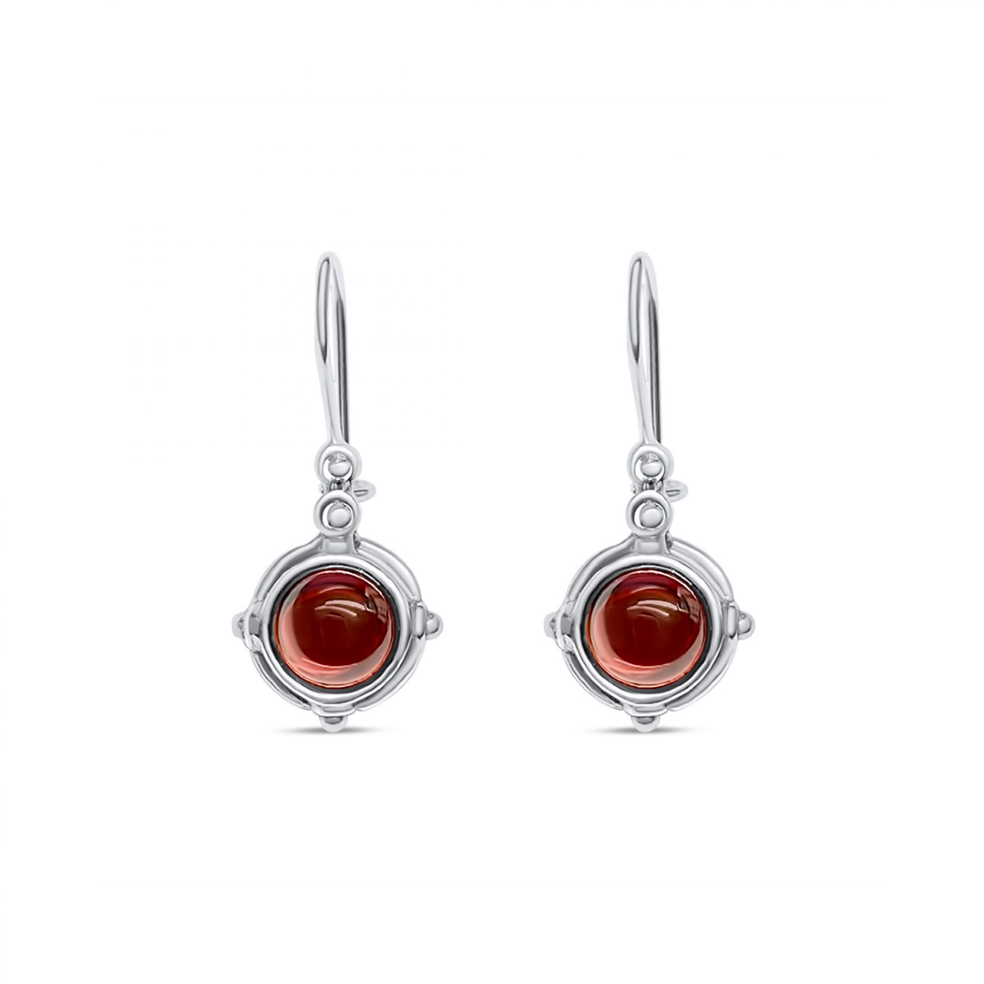 Oxidised earrings with garnet stones