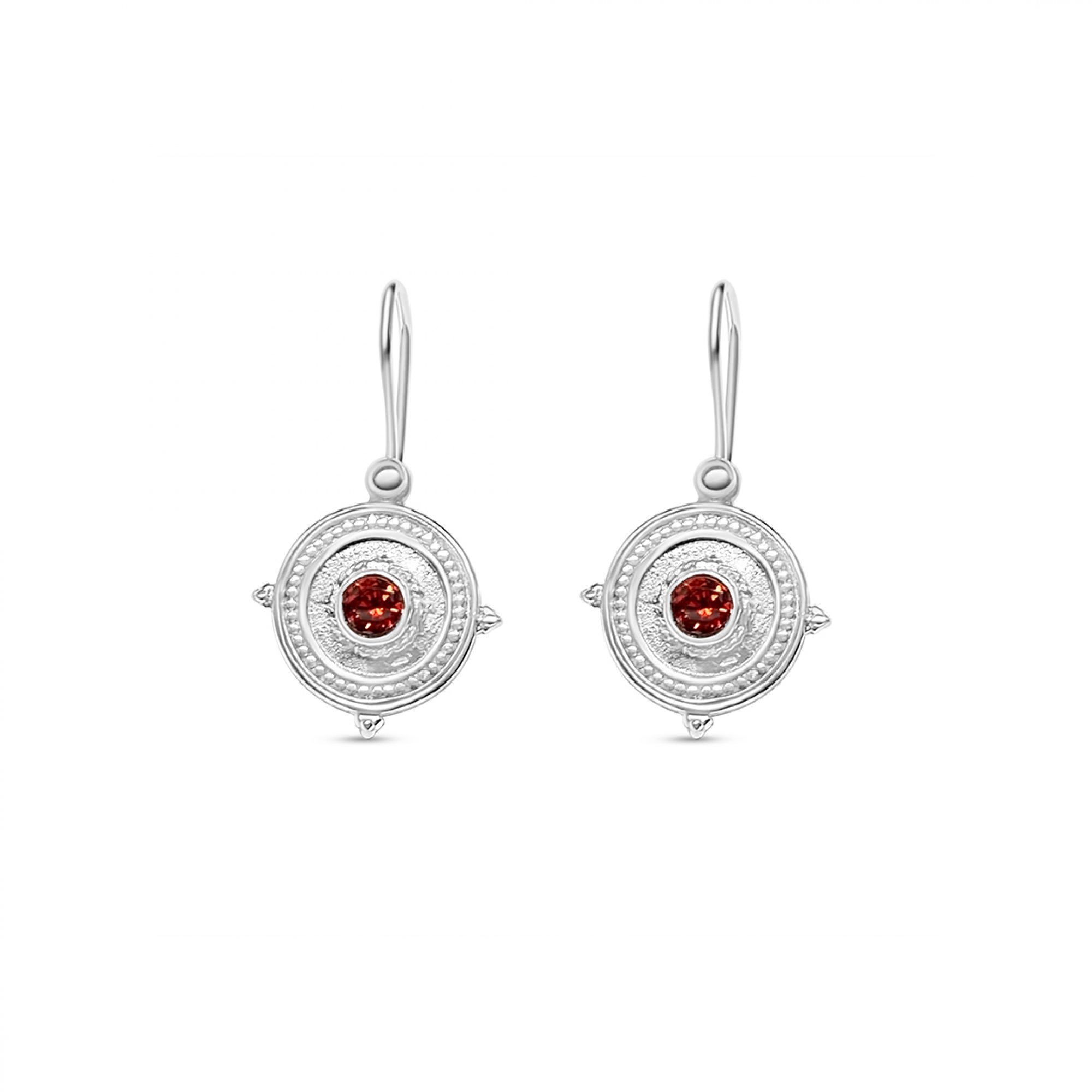 Oxidised earrings with garnet stones