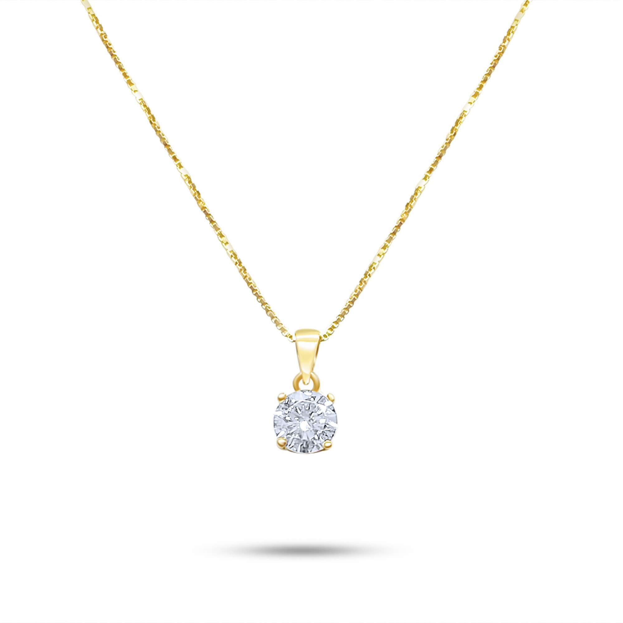 Gold plated single zircon necklace