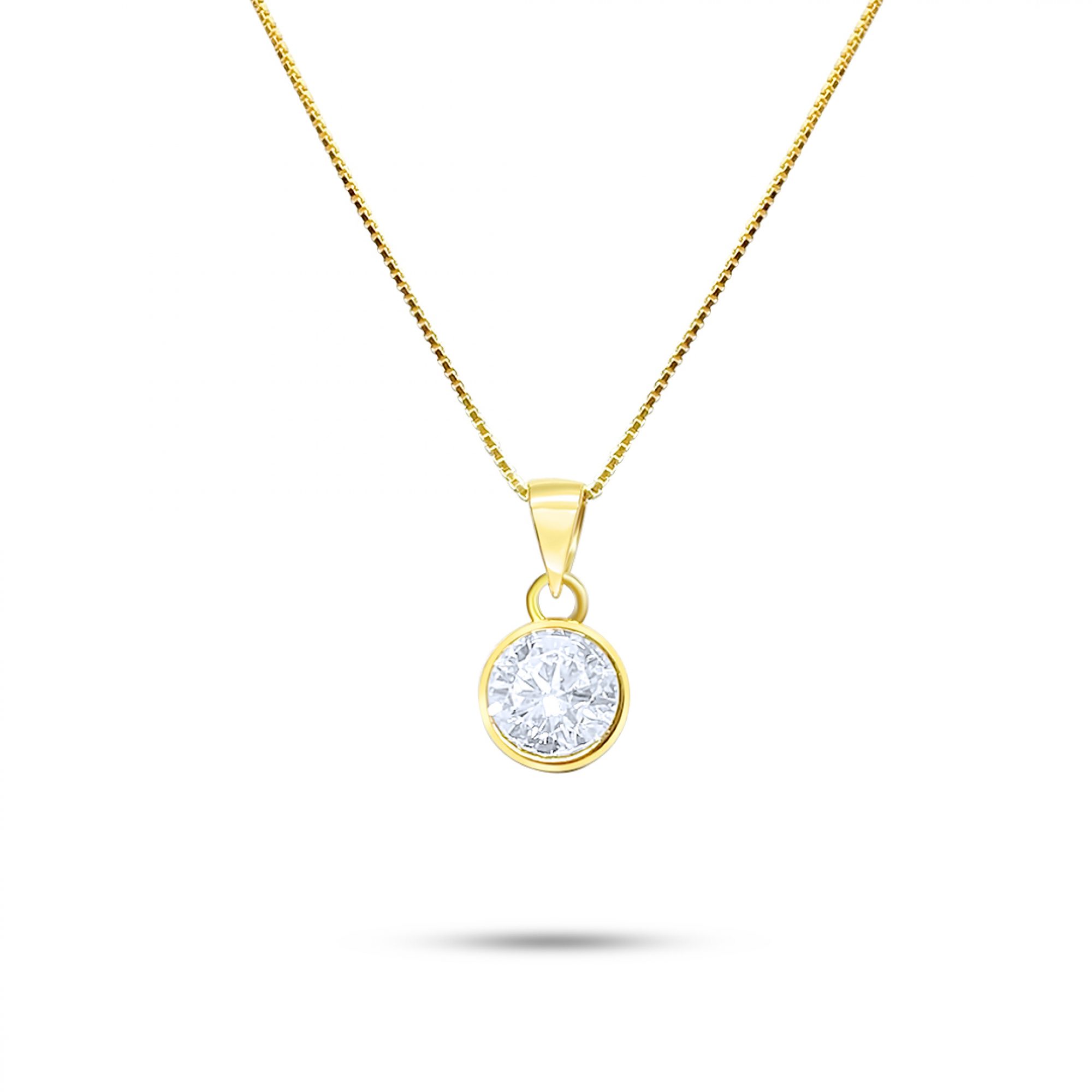 Gold plated single zircon necklace