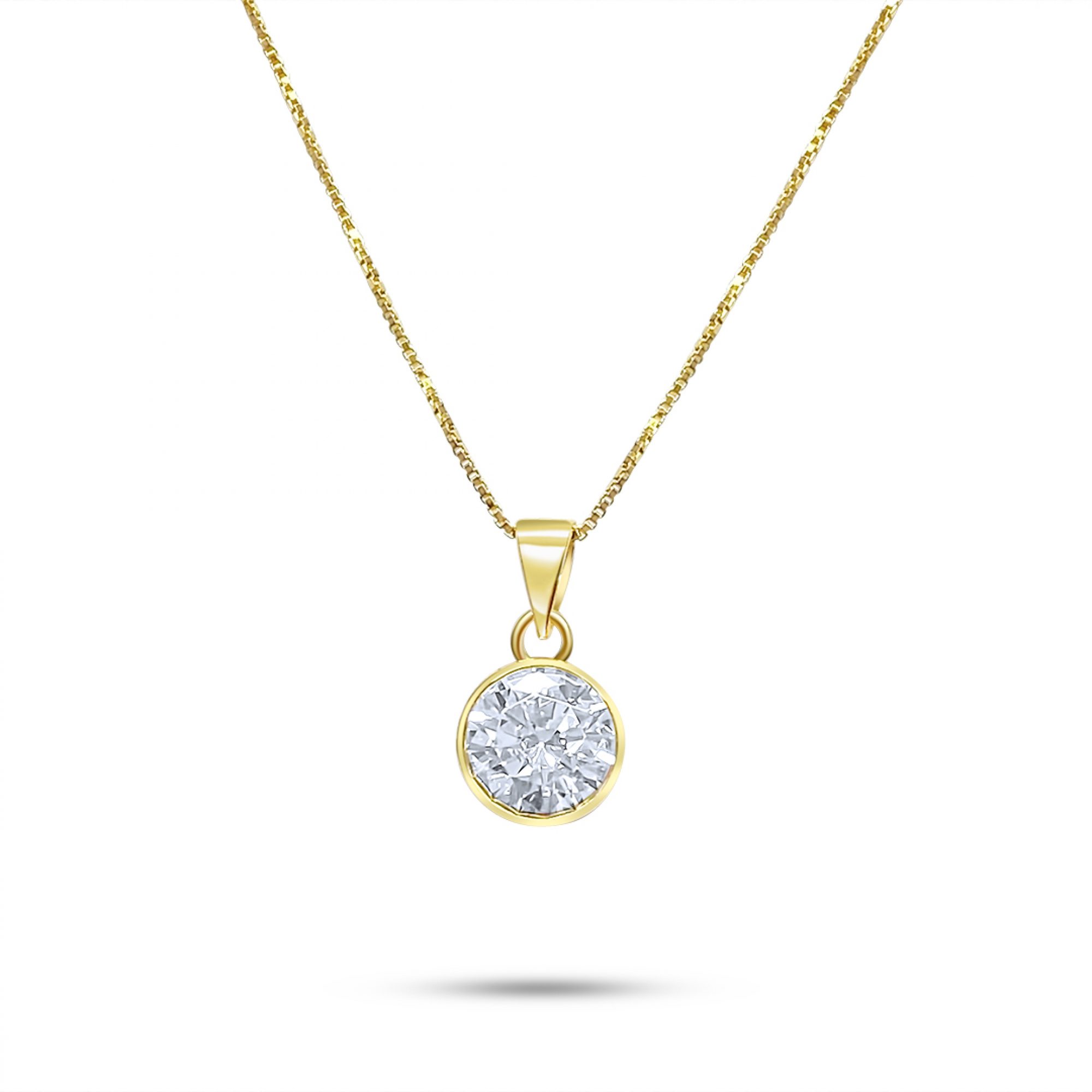 Gold plated single zircon necklace