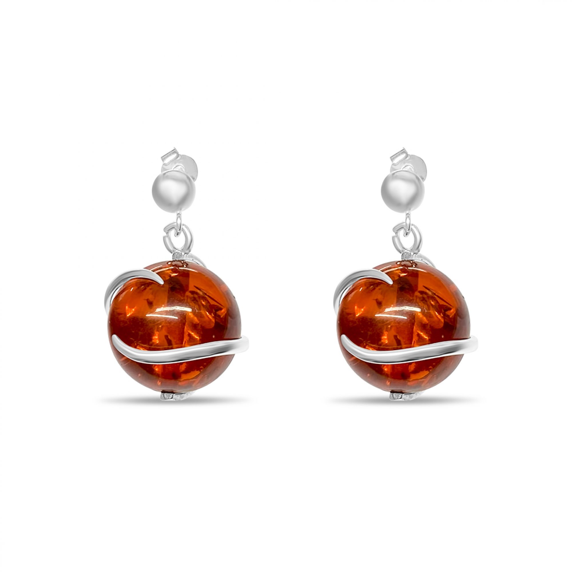 Earrings with amber stones