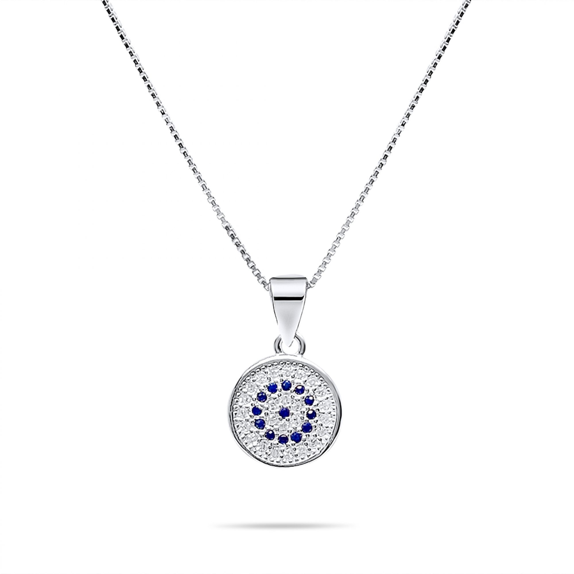 Eye pendant necklace with zircon stones