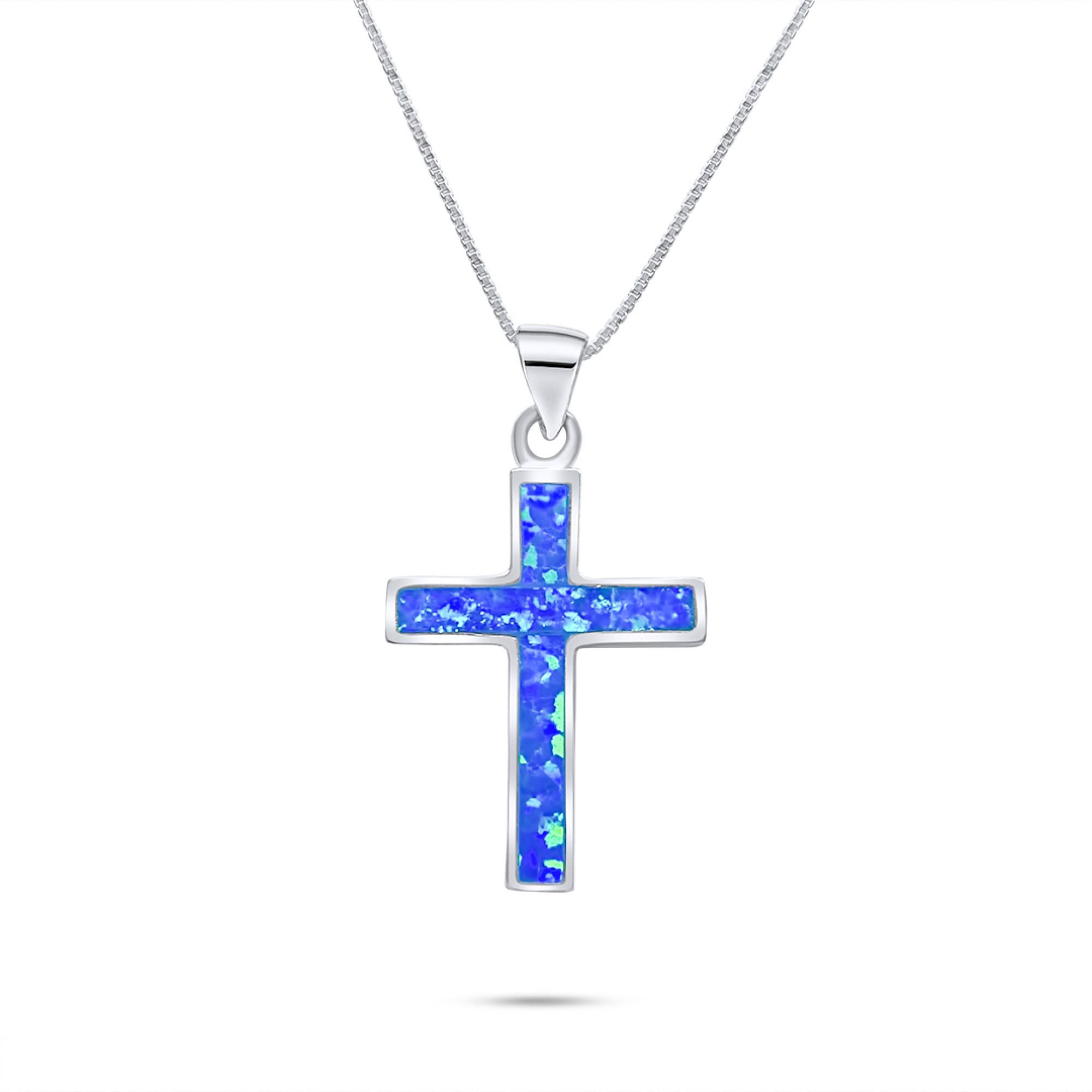 Opal cross pendant