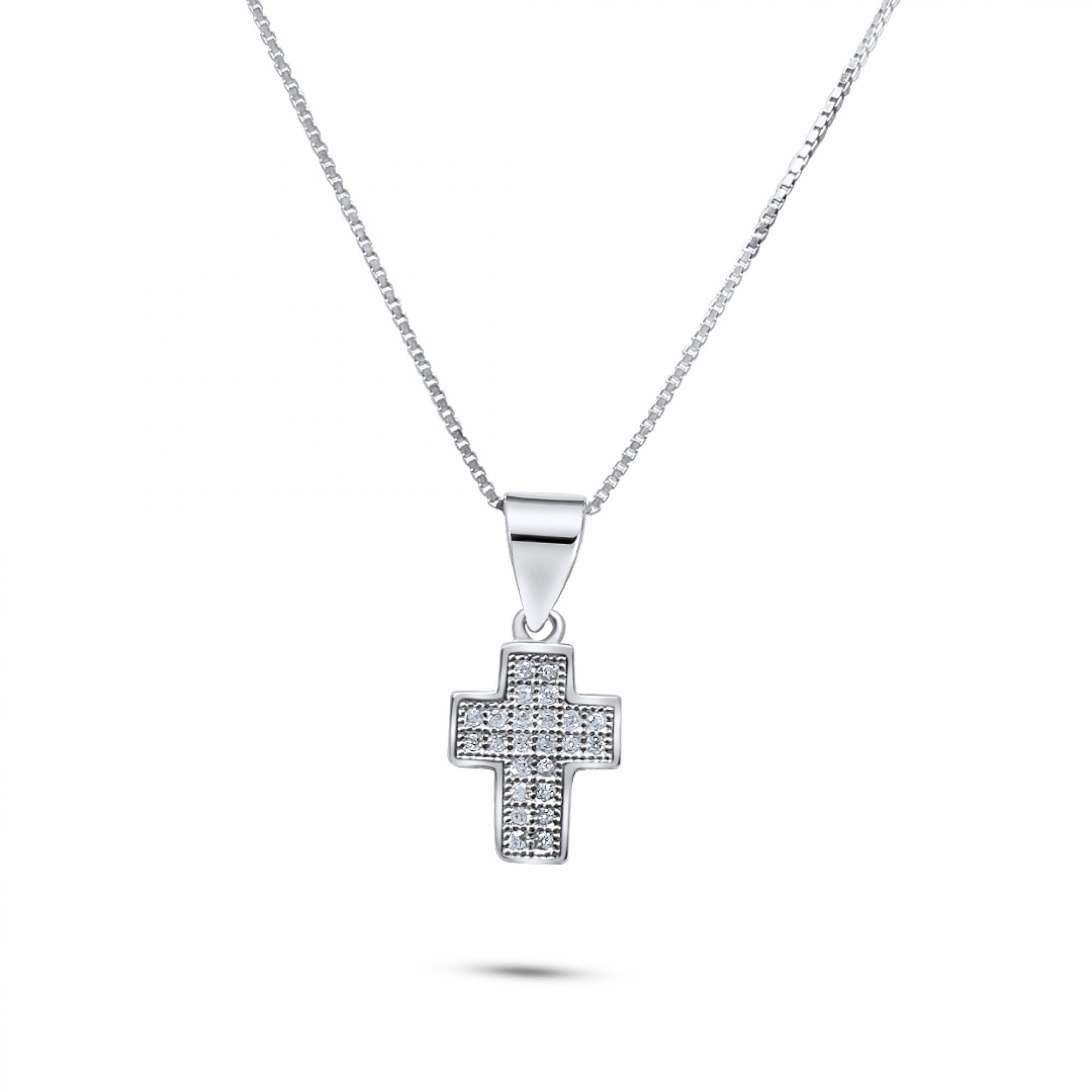 Cross necklace with zircon stones