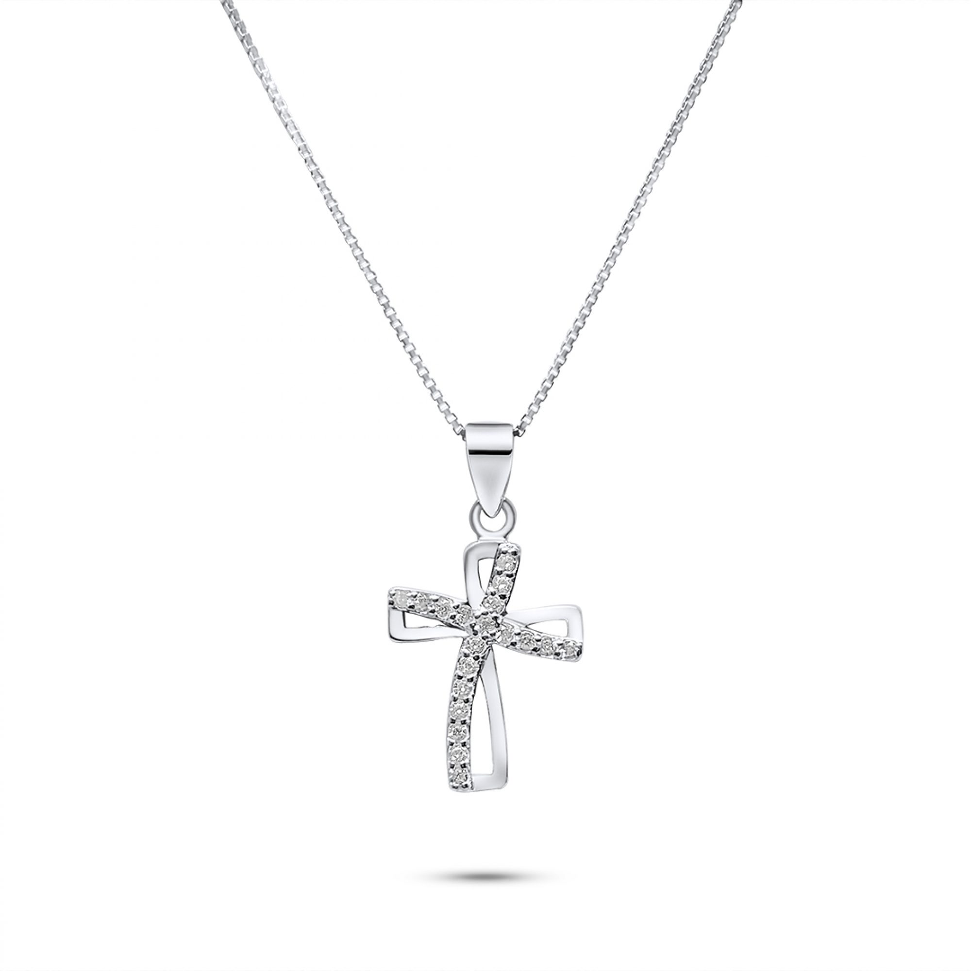 Cross necklace with zircon stones