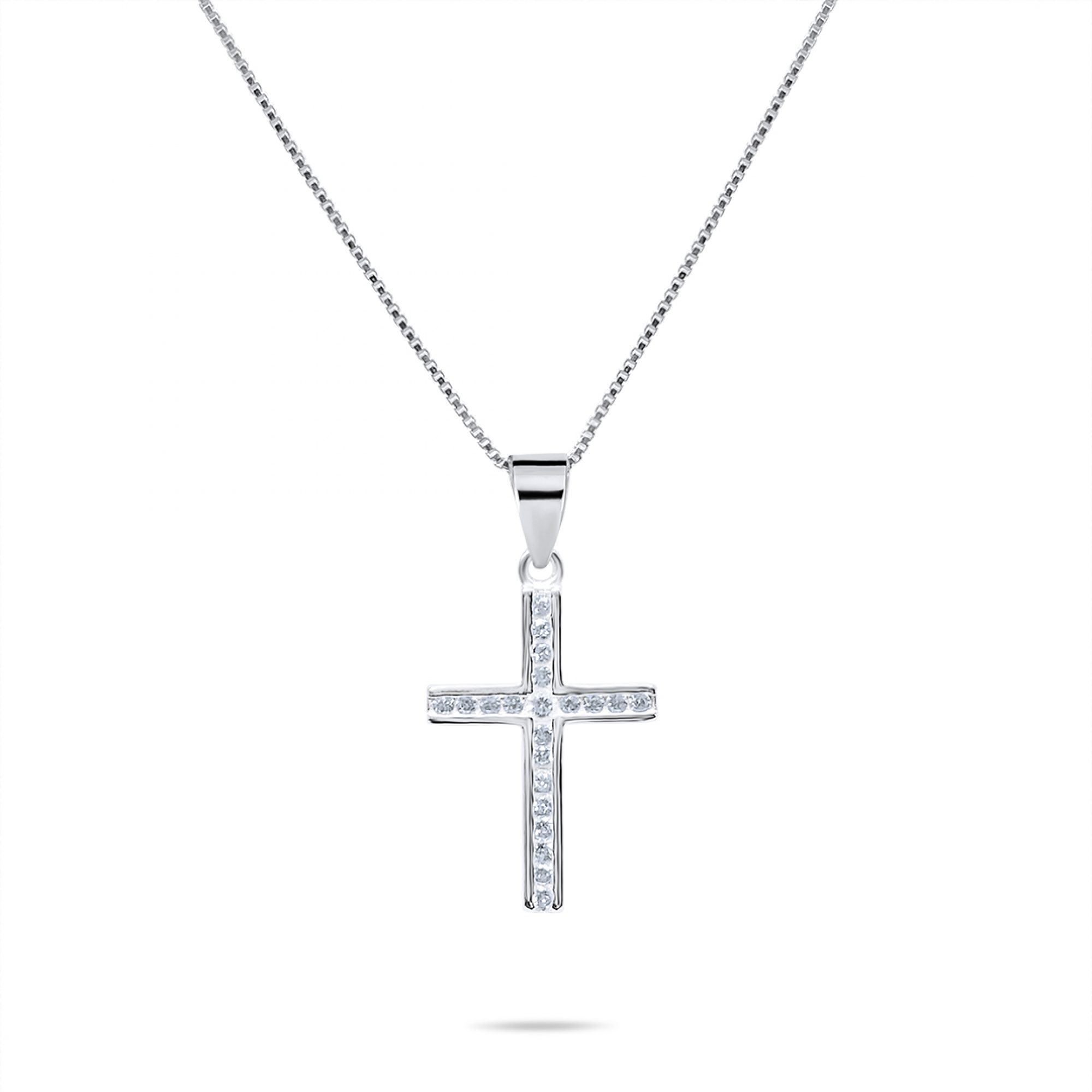 Cross necklace with zircon stones