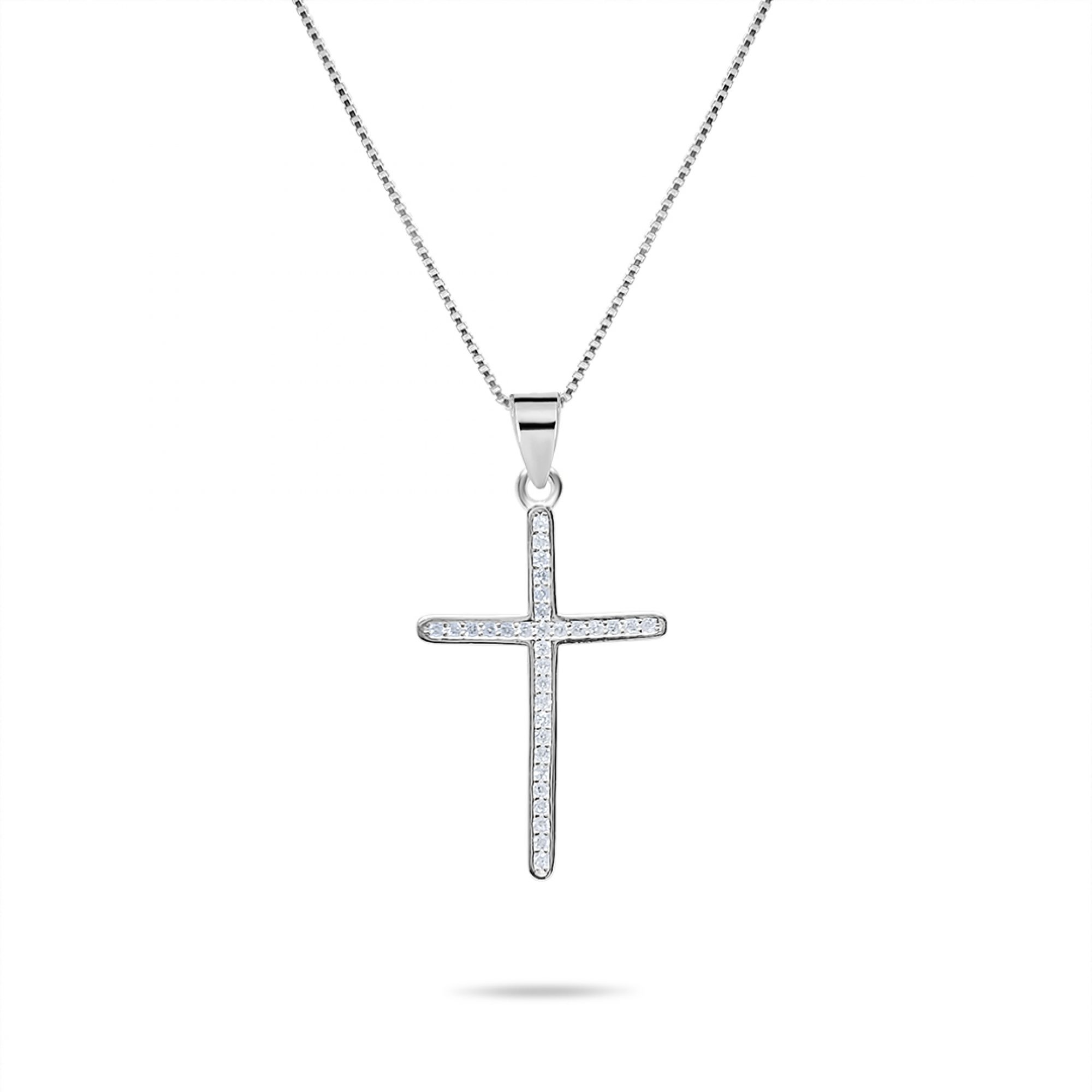 Cross necklace with zircon stones