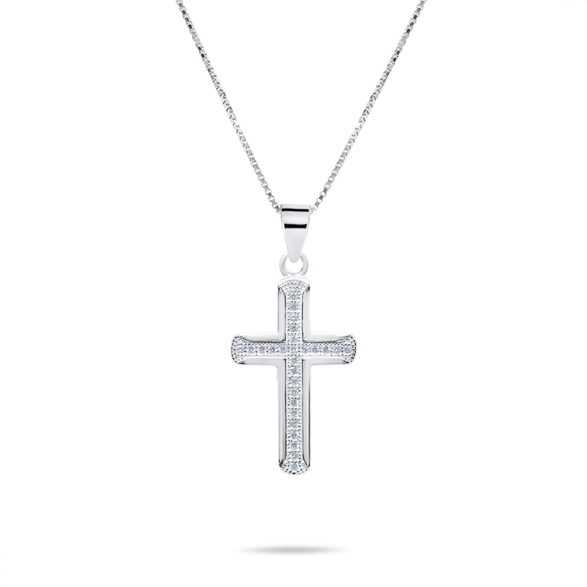 Cross necklace with zircon stones