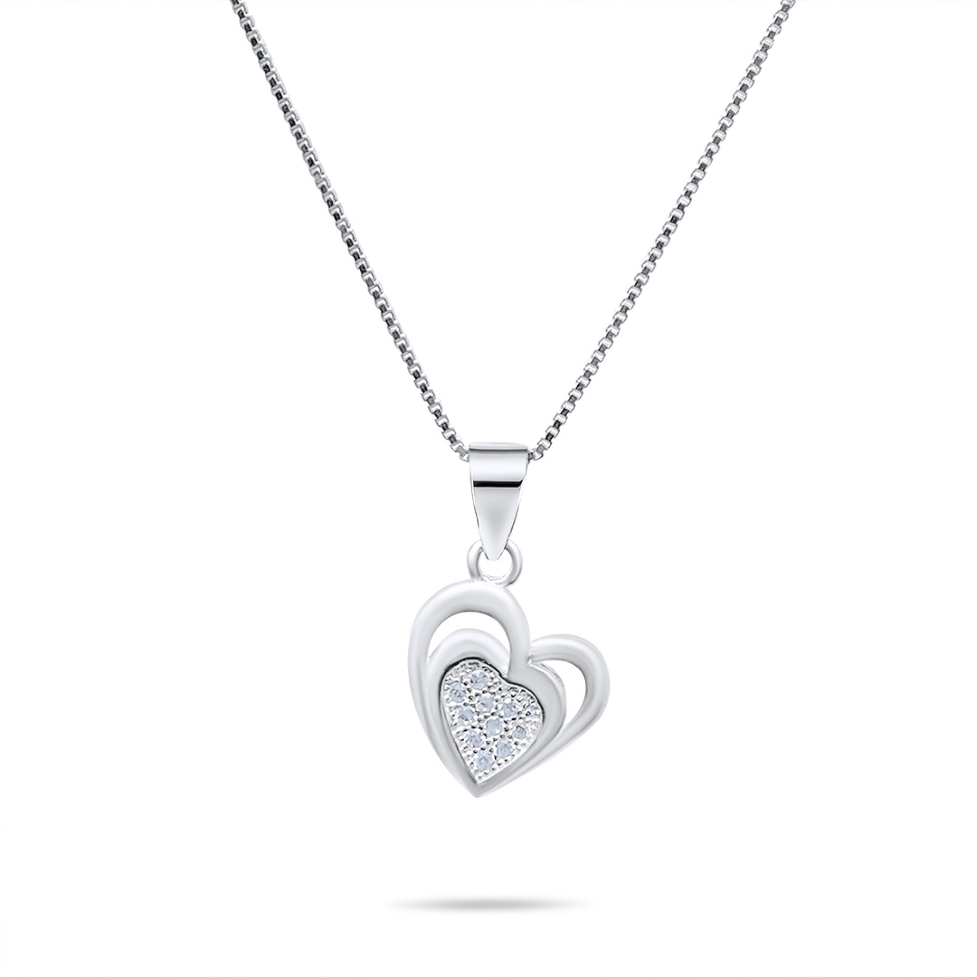 Heart necklace with zircon stones