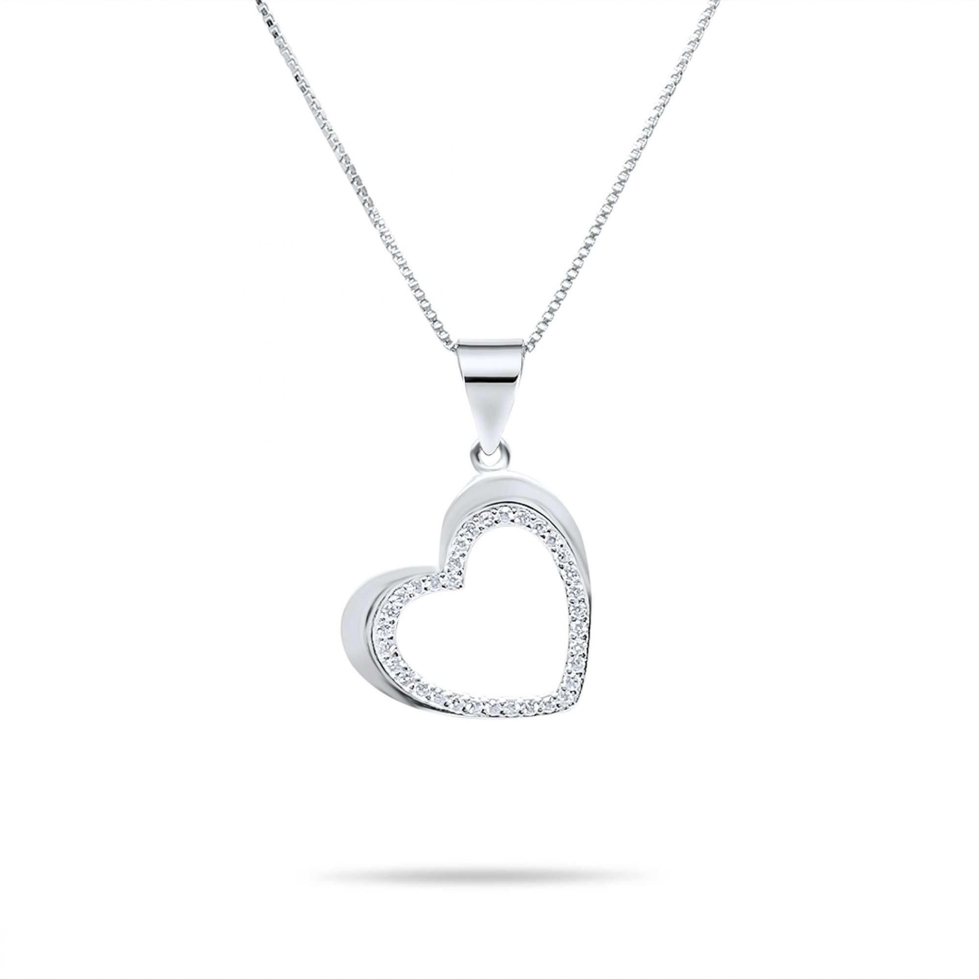 Heart necklace with zircon stones