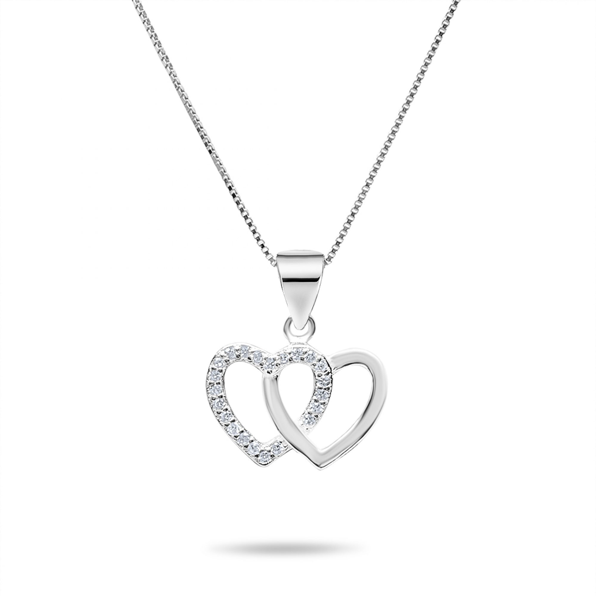 Heart necklace with zircon stones