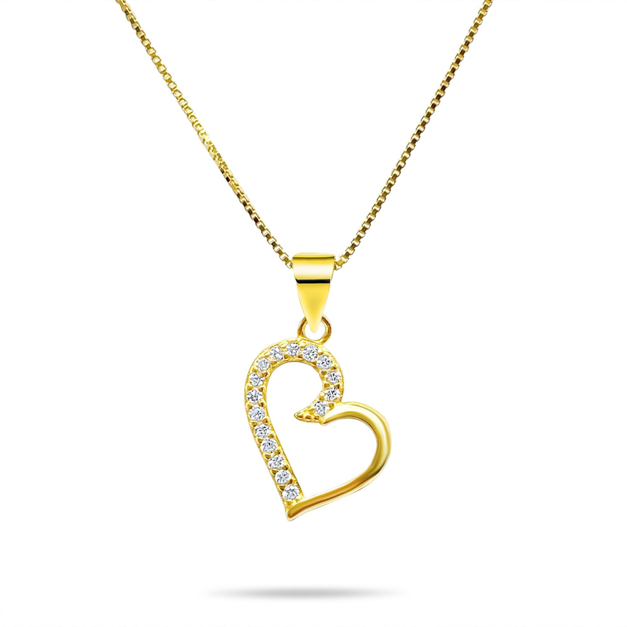 Gold plated heart necklace with zircon stones 