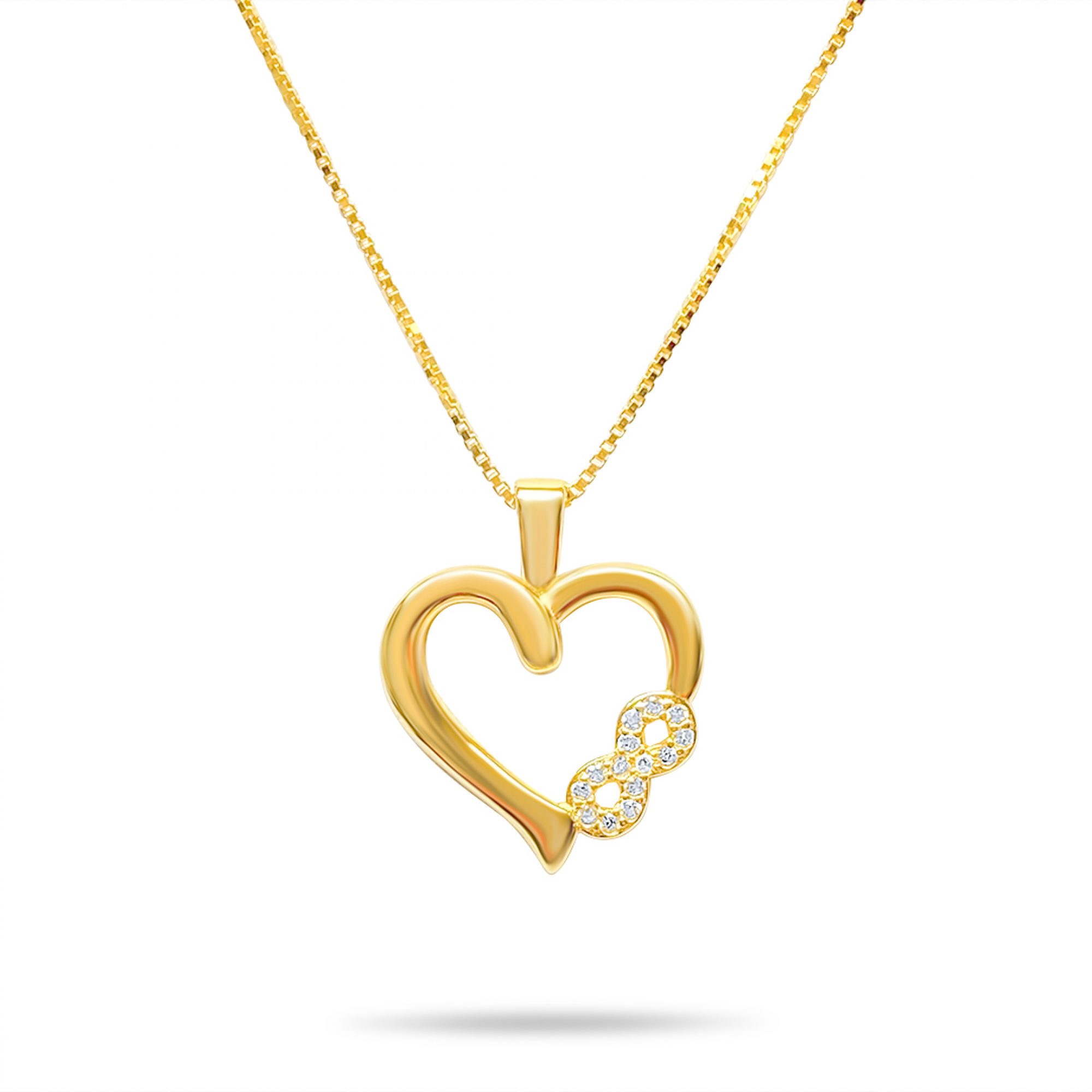 Gold plated heart necklace with zircon stones 