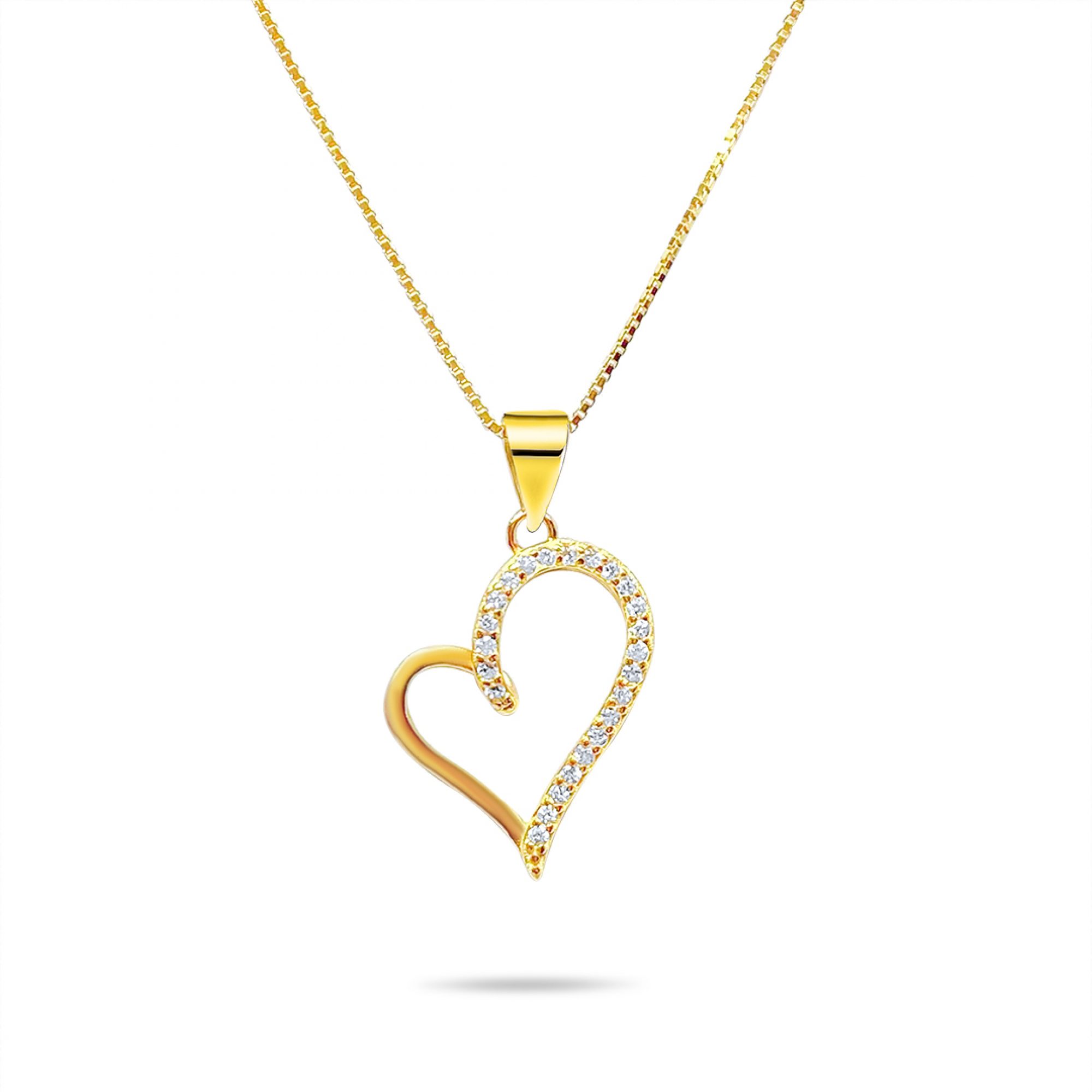 Gold plated heart necklace with zircon stones 