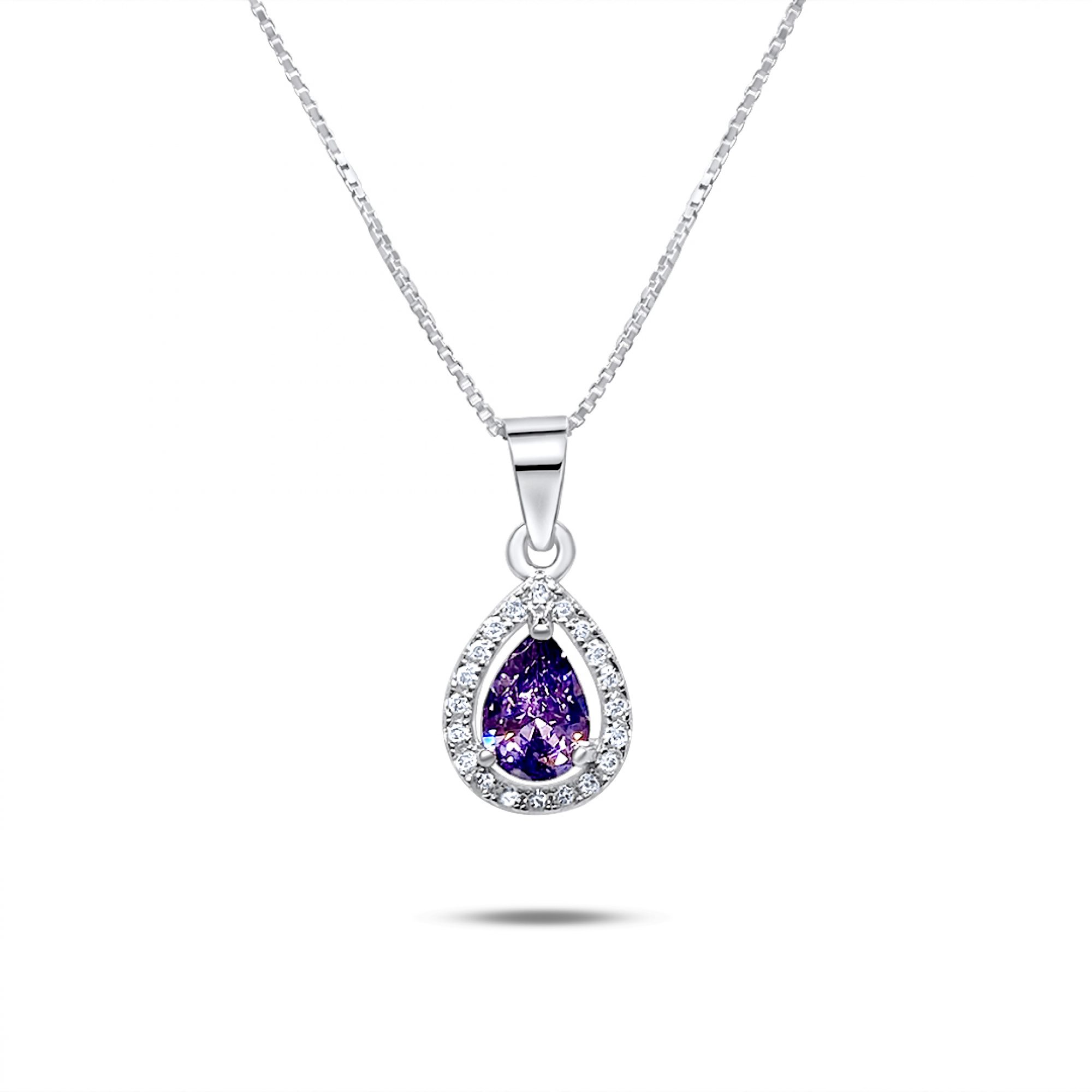 Necklace with amethyst and zircon stones 