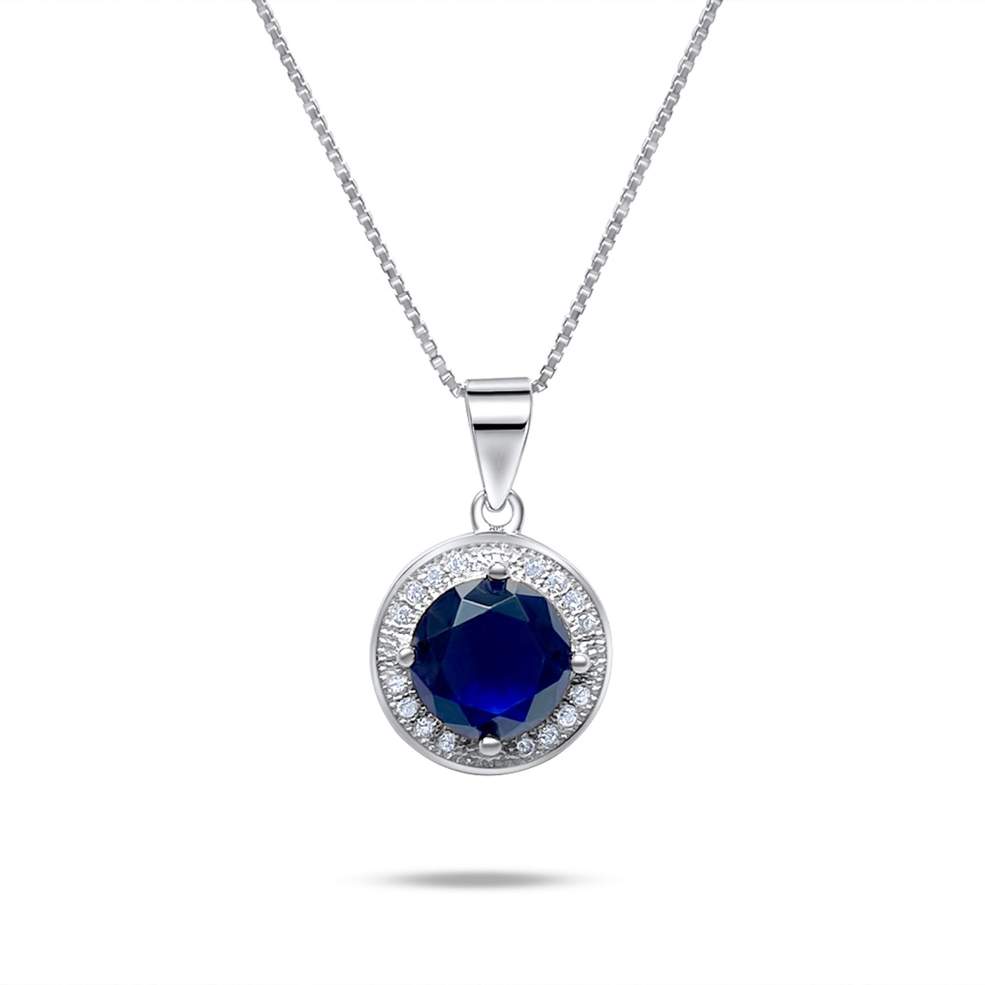 Necklace with sapphire and zircon stones