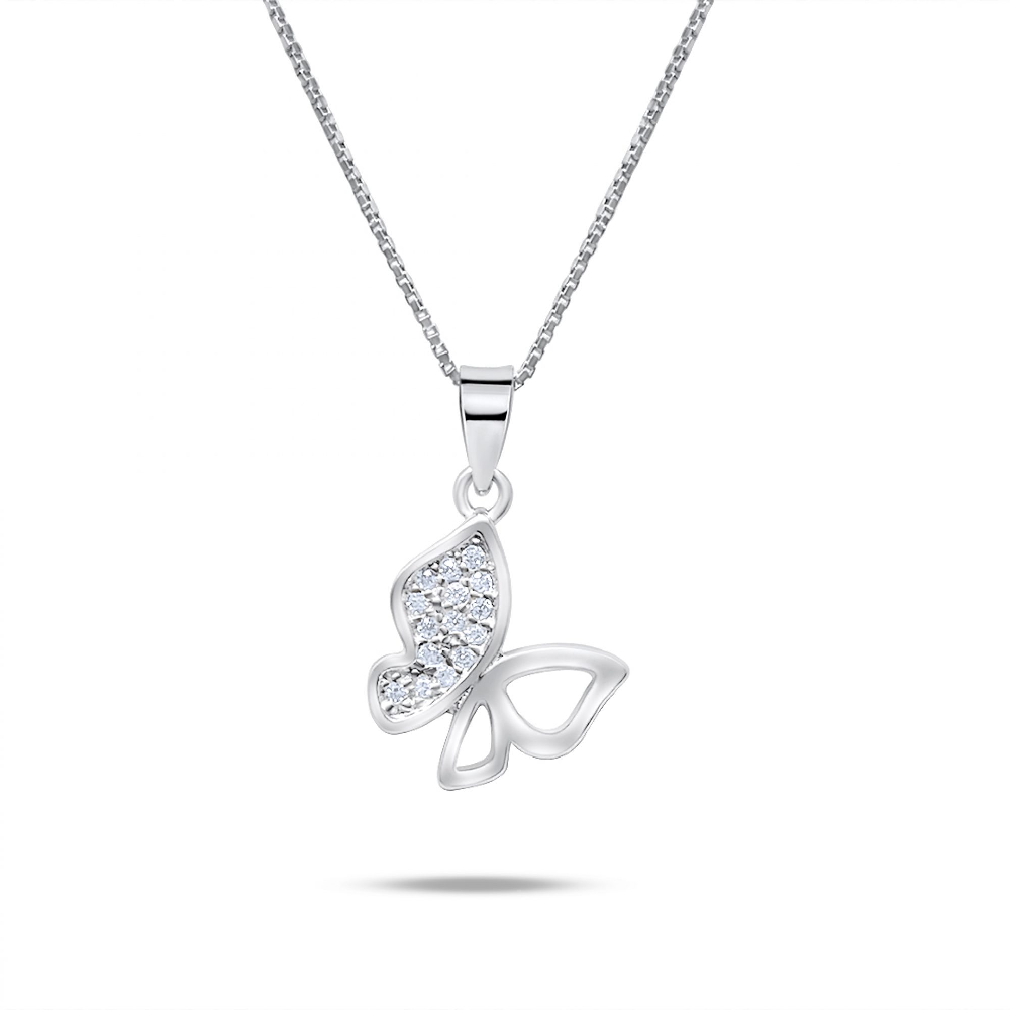 Butterfly necklace with zircon stones