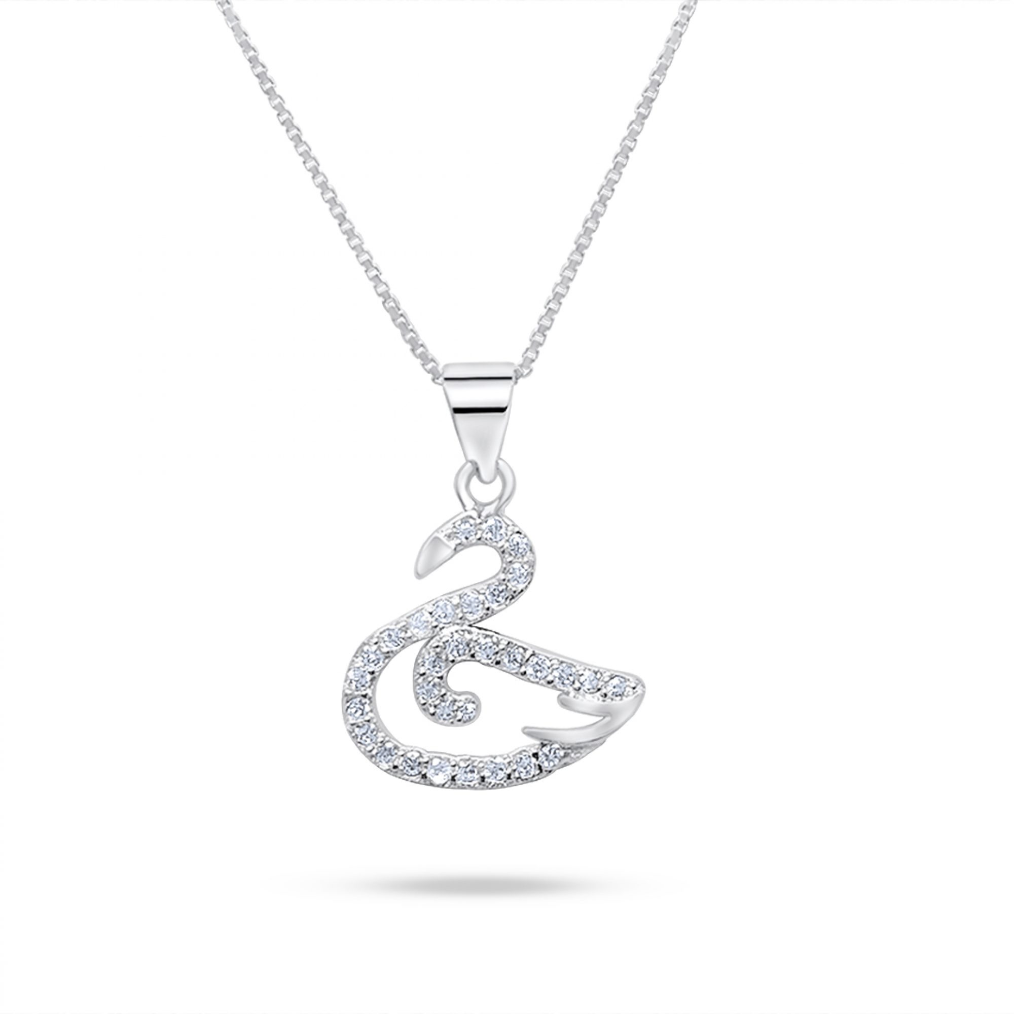 Swan necklace with zircon stones