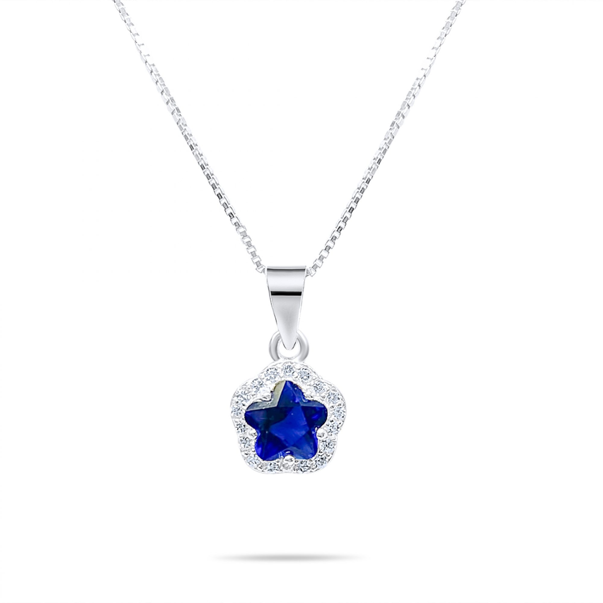 Necklace with sapphire and zircon stones