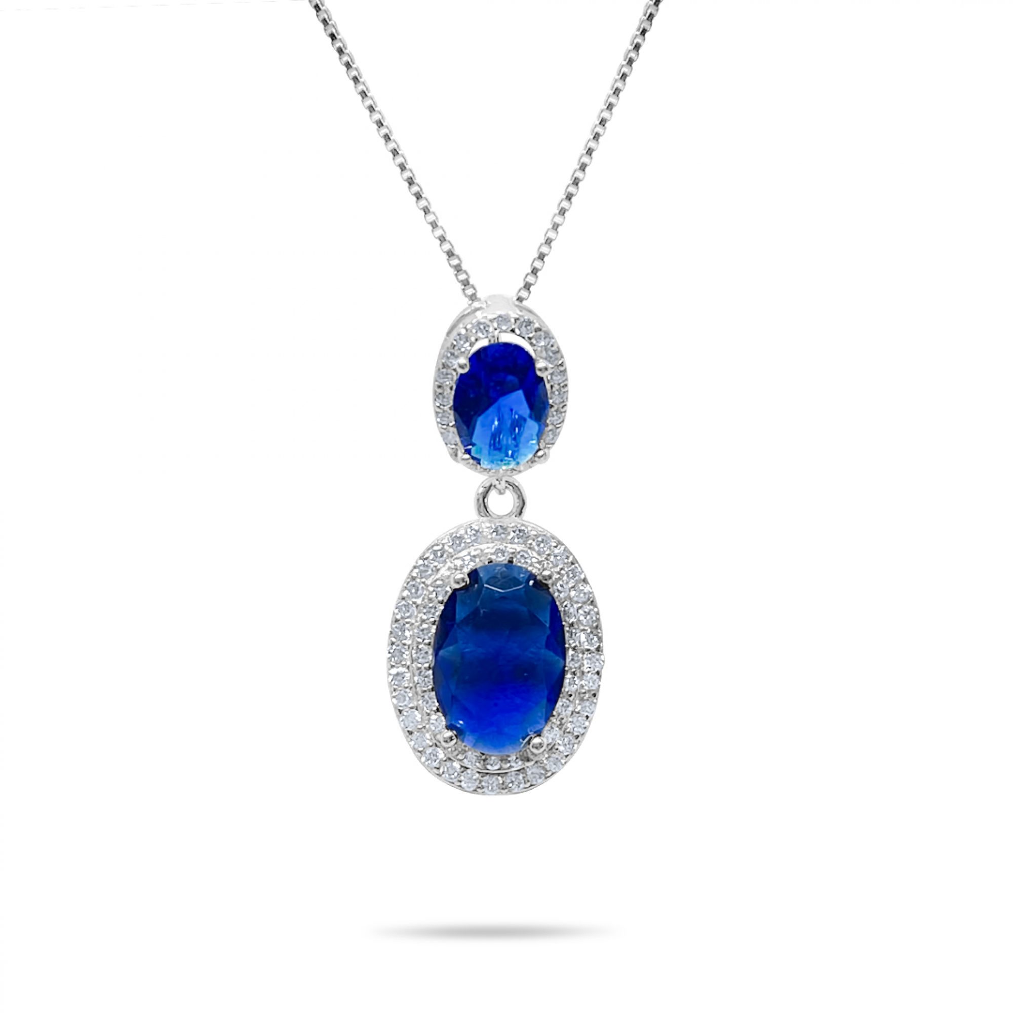 Necklace with sapphire and zircon stones