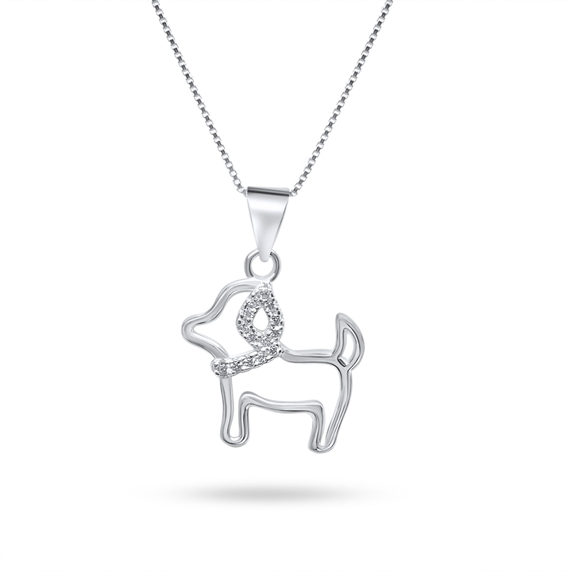 Dog necklace with zircon stones