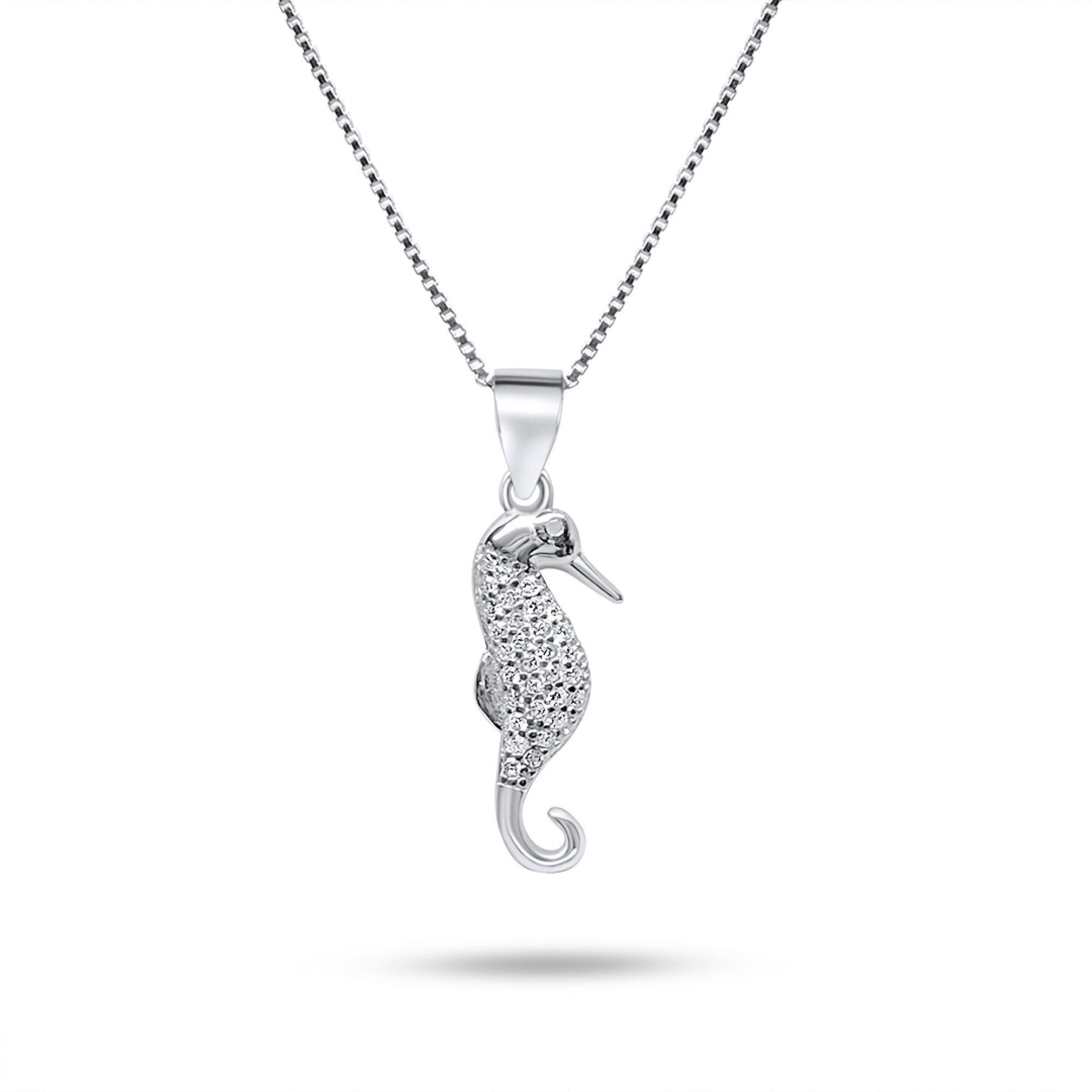 Seahorse necklace with zircon stones