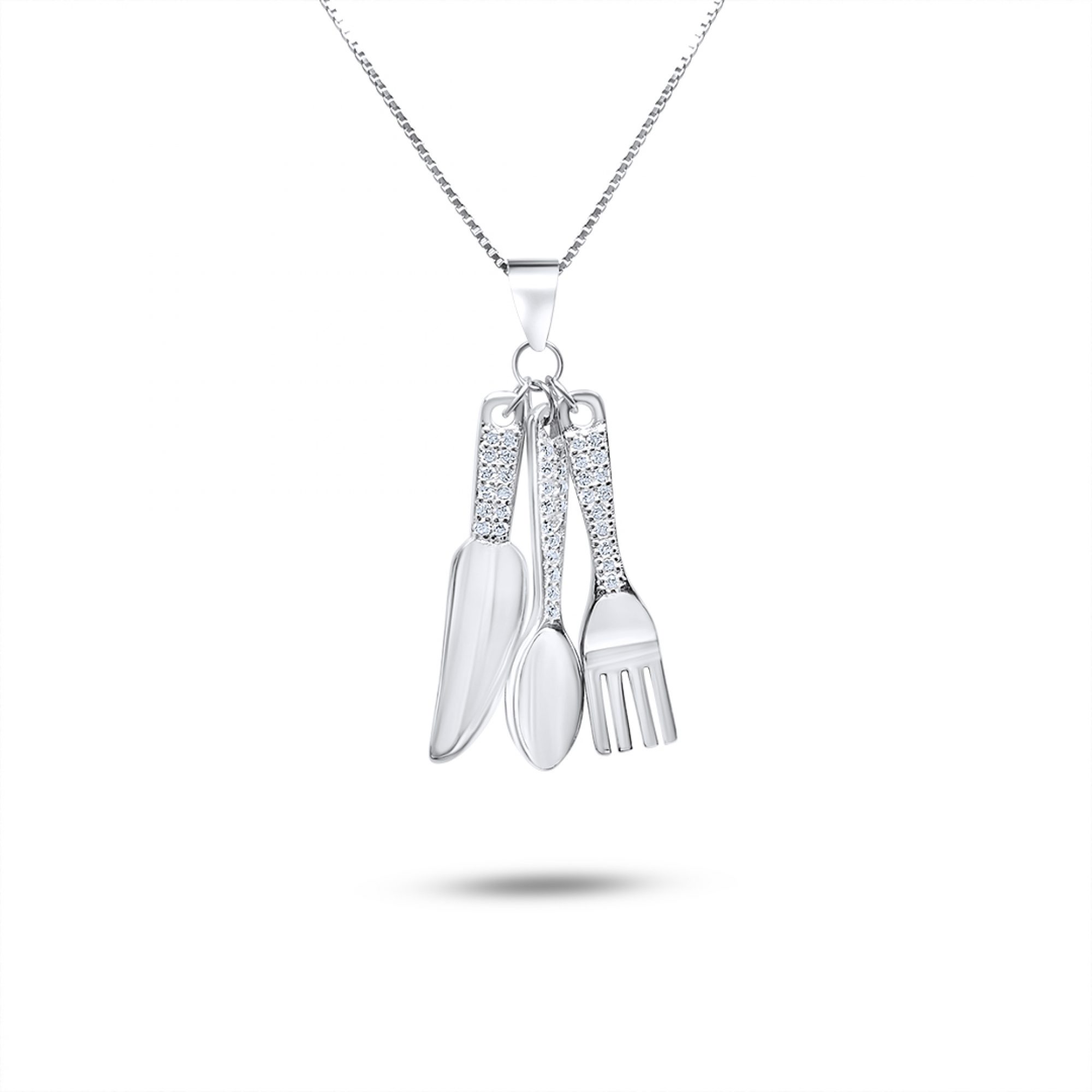 Knife, spoon and fork necklace