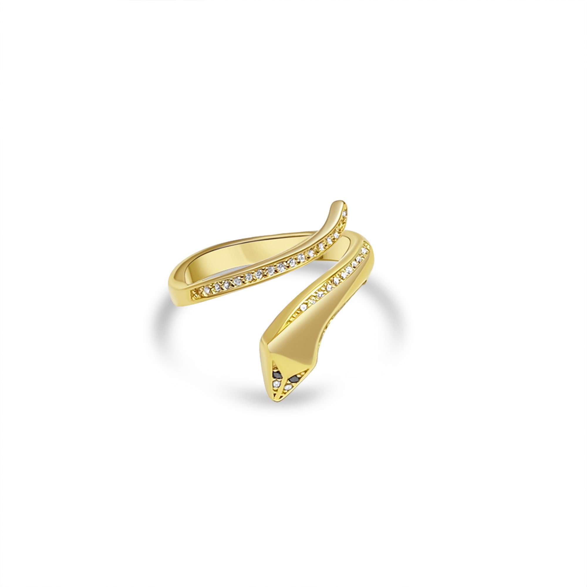 Gold plated snake ring with zircon stones