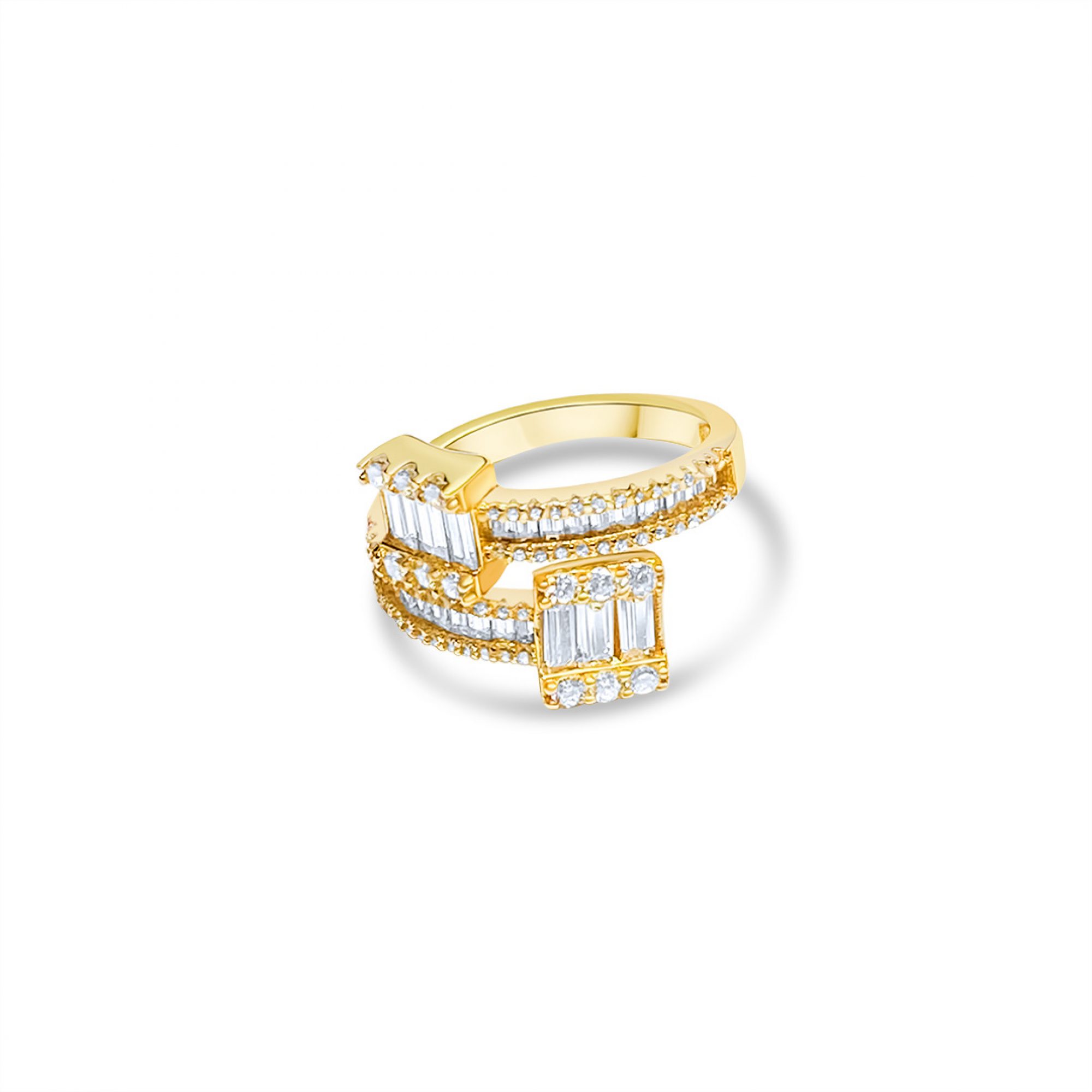 Gold plated ring with zircon stones