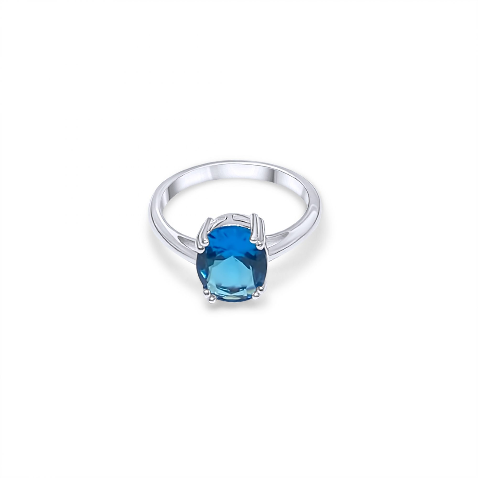 Silver ring with aquamarine stone