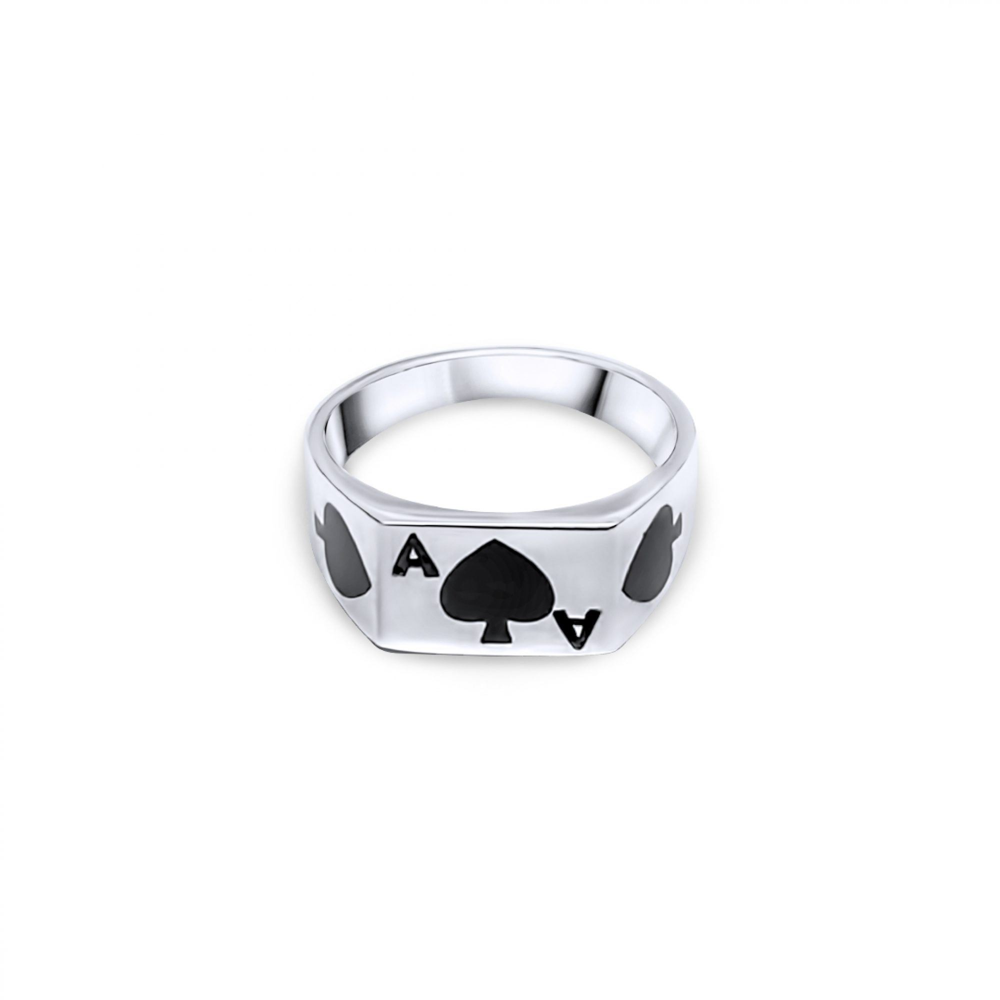 Silver ace card ring