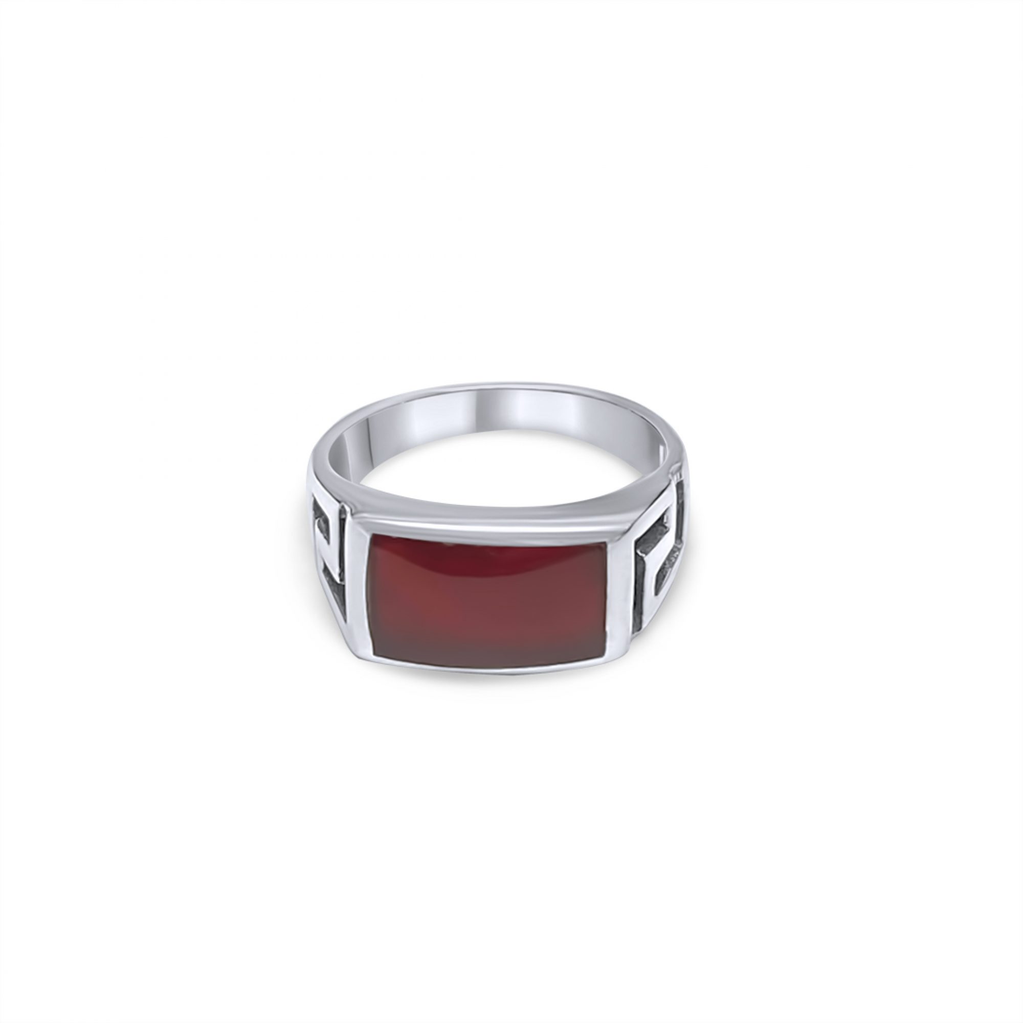 Silver ring with carnelian stone and meander