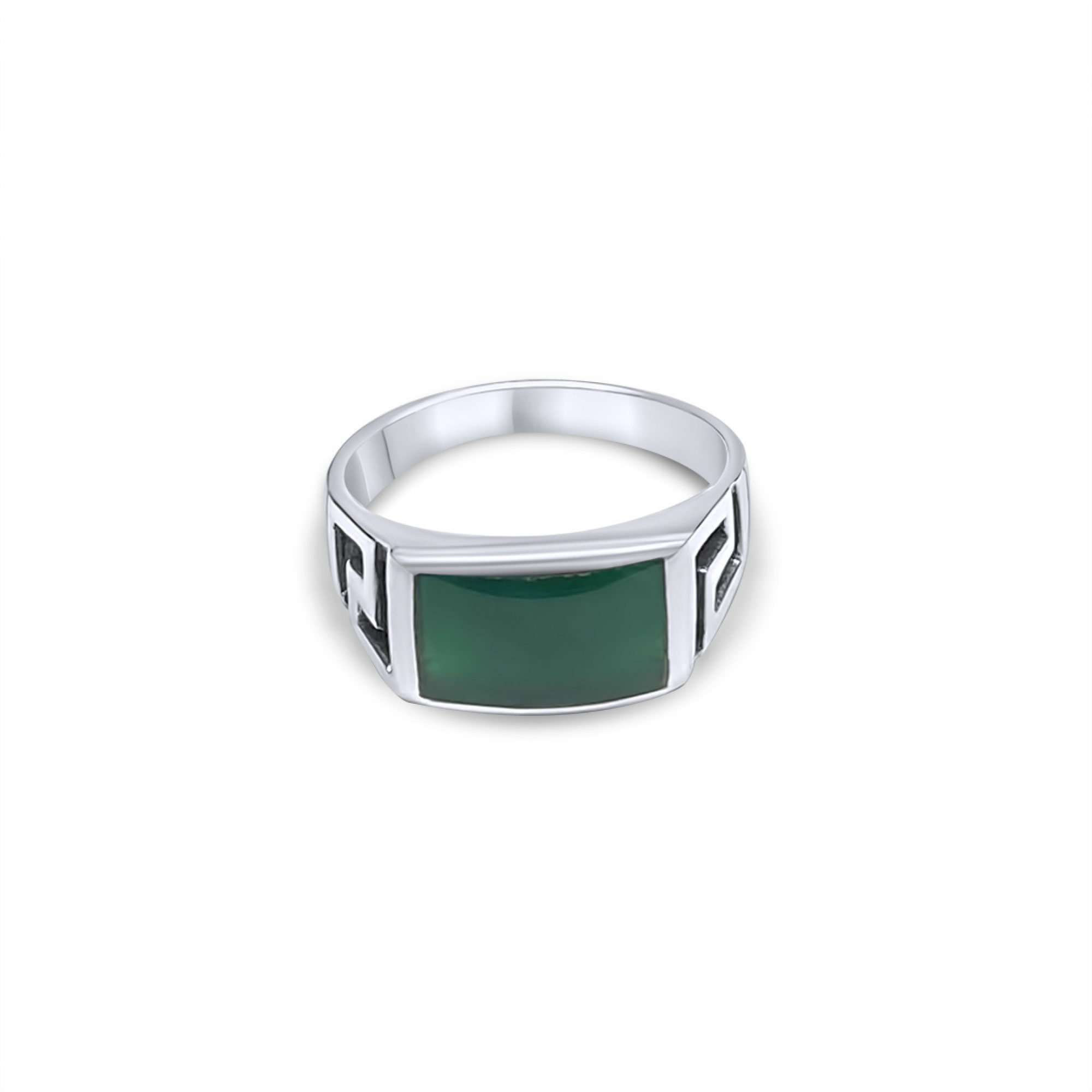 Silver ring with agate stone and meander